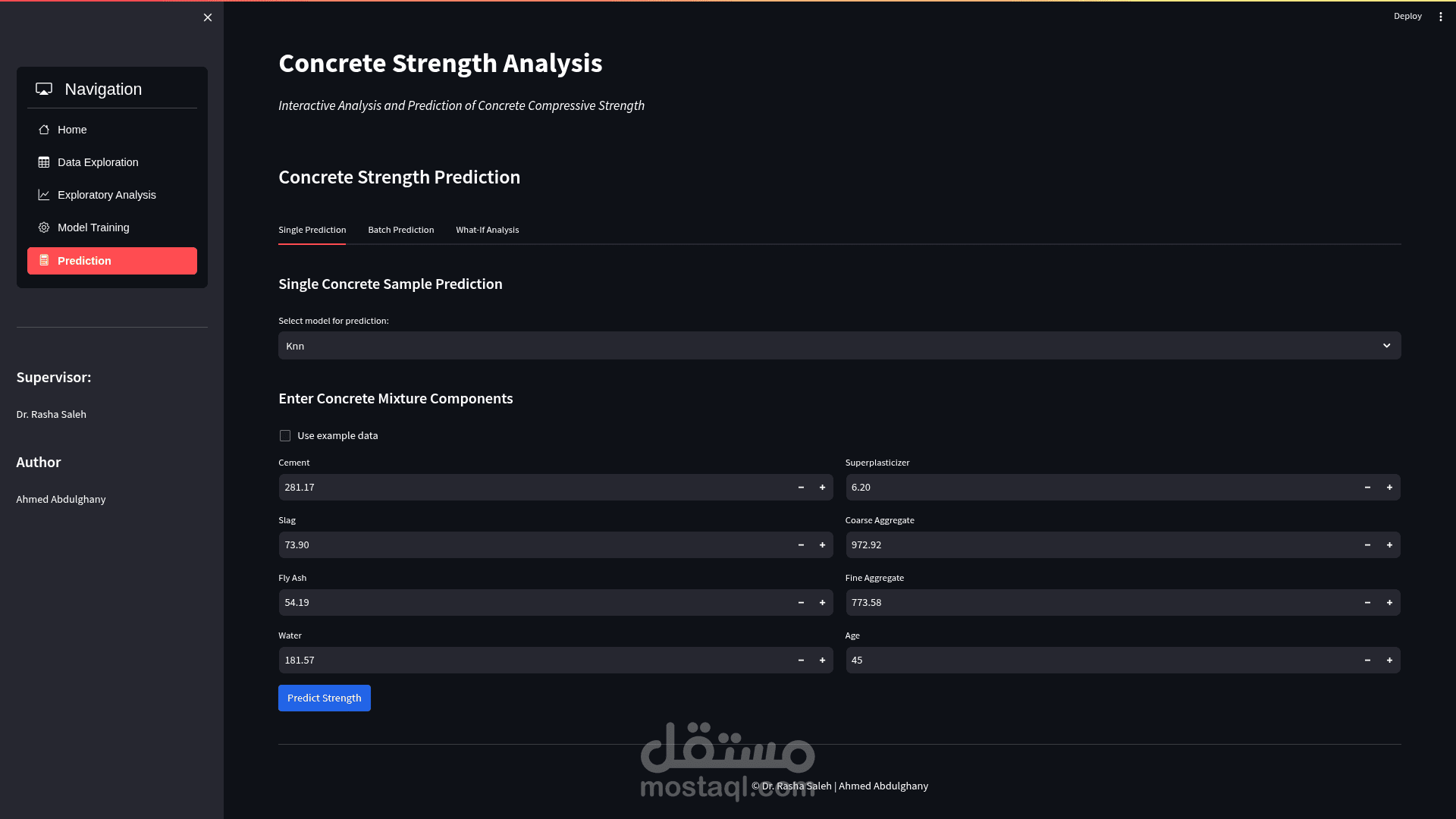 تطبيق تنبؤ بمقاومة ضغط الخرسانة باستخدام الذكاء الاصطناعي