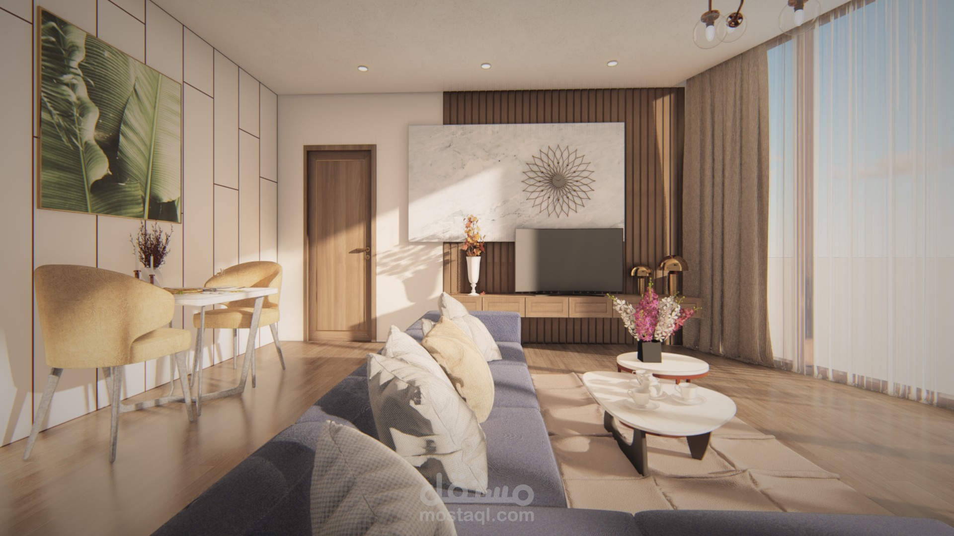 walking through a living room