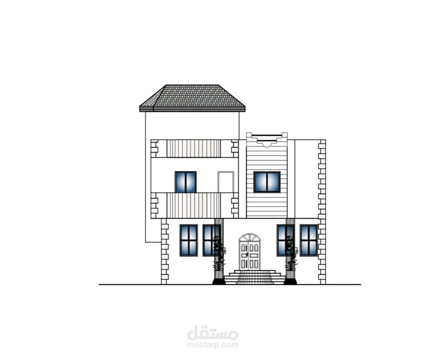 تصميم واجهة امامية وحدة سكنية