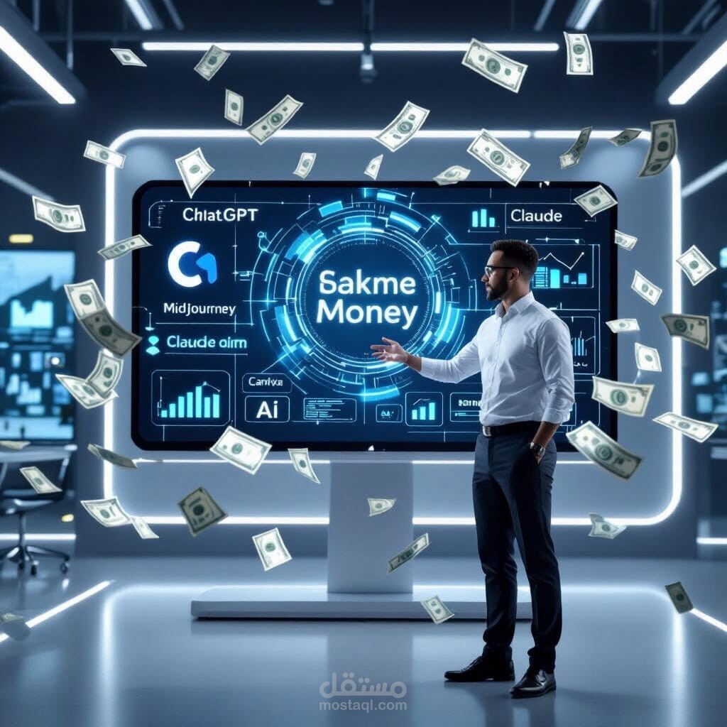 تصميم صورة بالذكاء الإصطناعي لخدمة تعليم الربح من الذكاء الإصطناعي.