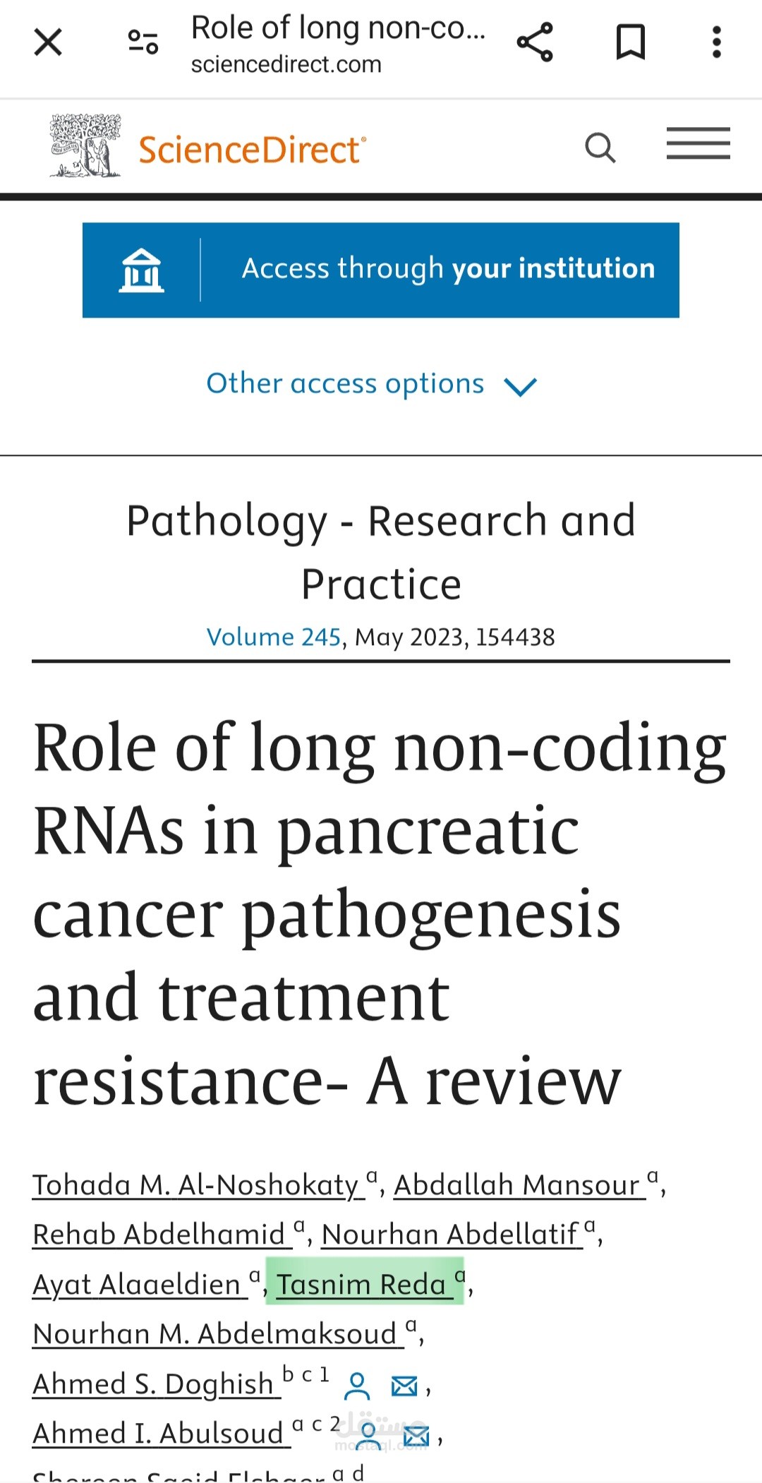 Role of long non-coding RNAs in pancreatic cancer pathogenesis and treatment resistance- A review