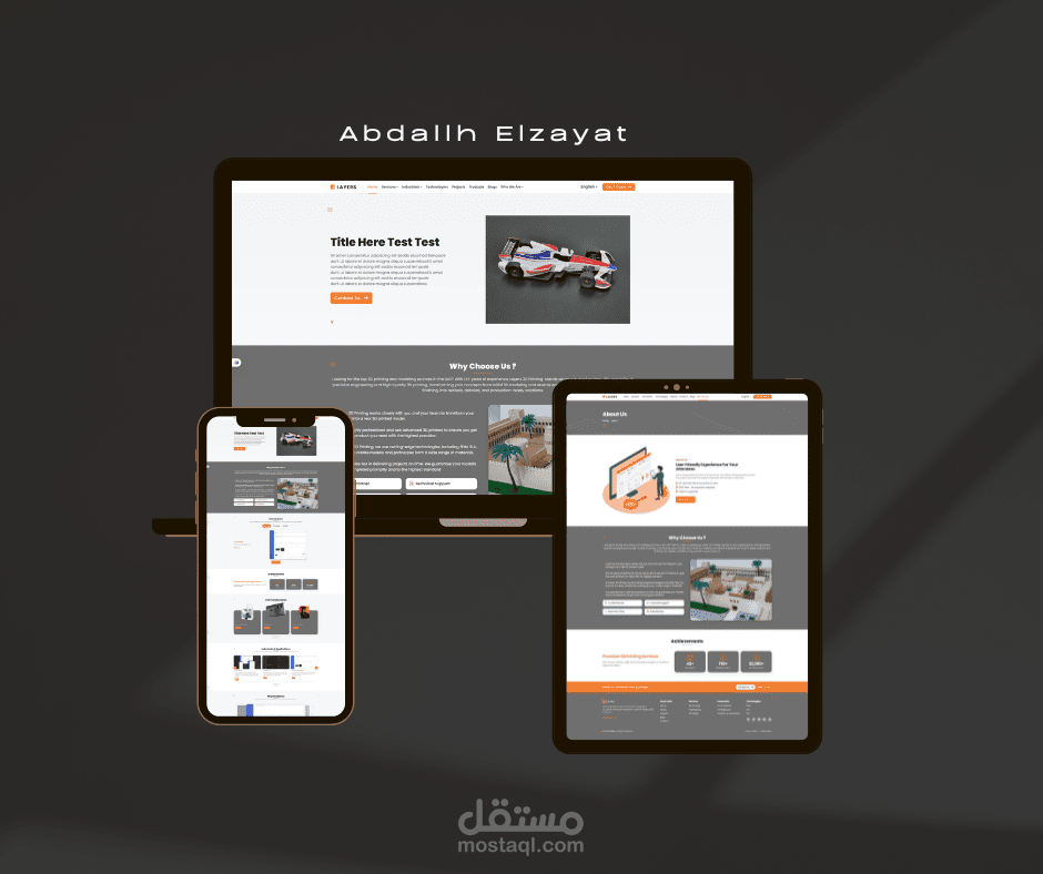 تصميم موقع لشركة طباعة 3d متعدد اللغات  مع لوحة تحكم لادارة الموقع كاملا والطلبيات