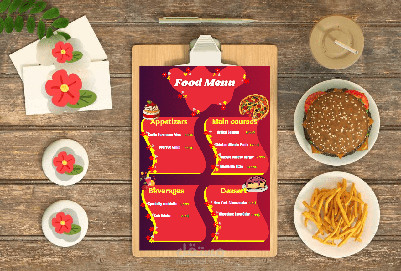 تصميم قائمة طعام