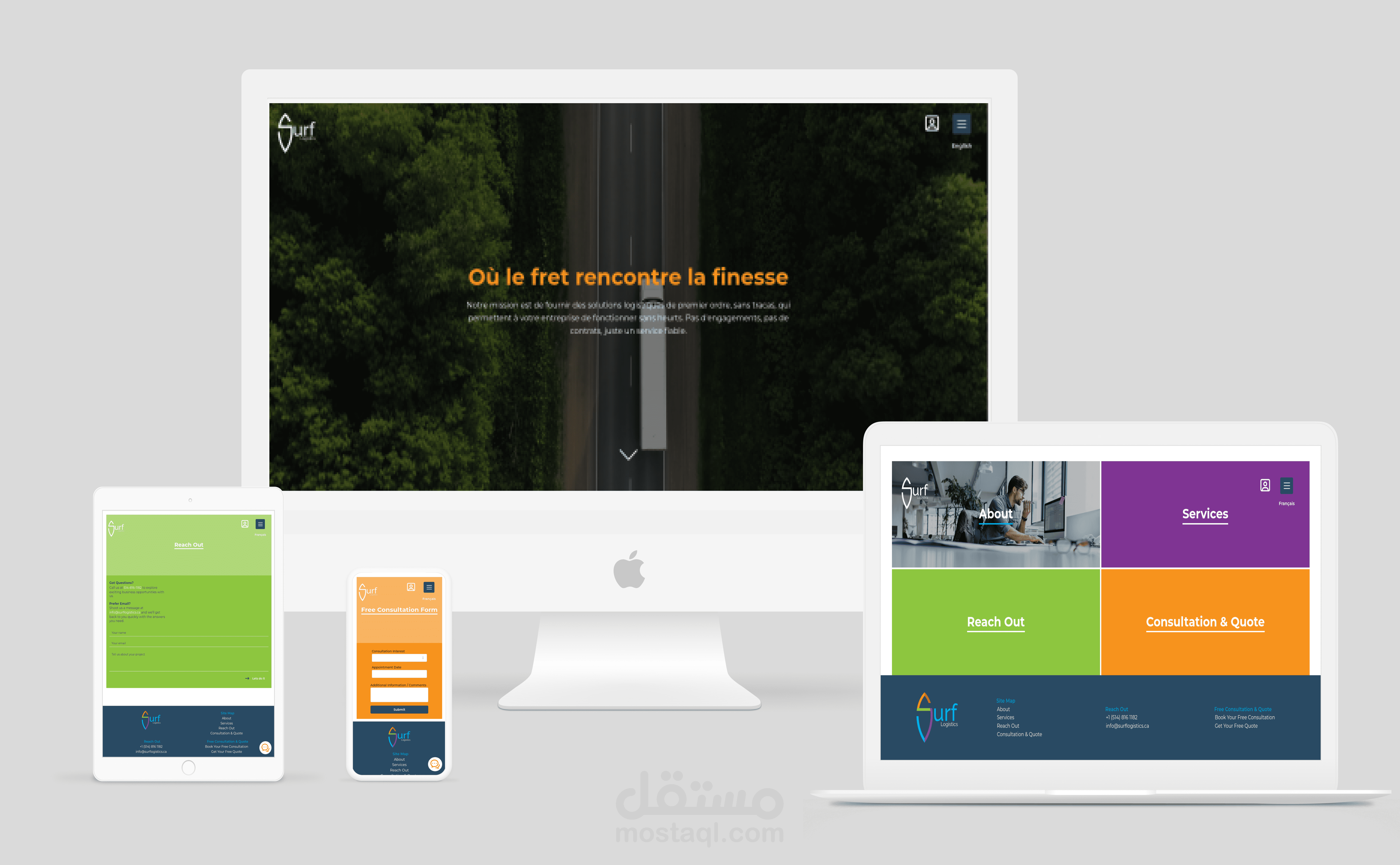 تطوير موقع مع لوحة تحكم لشركة الشحن Surf Logistics Inc.