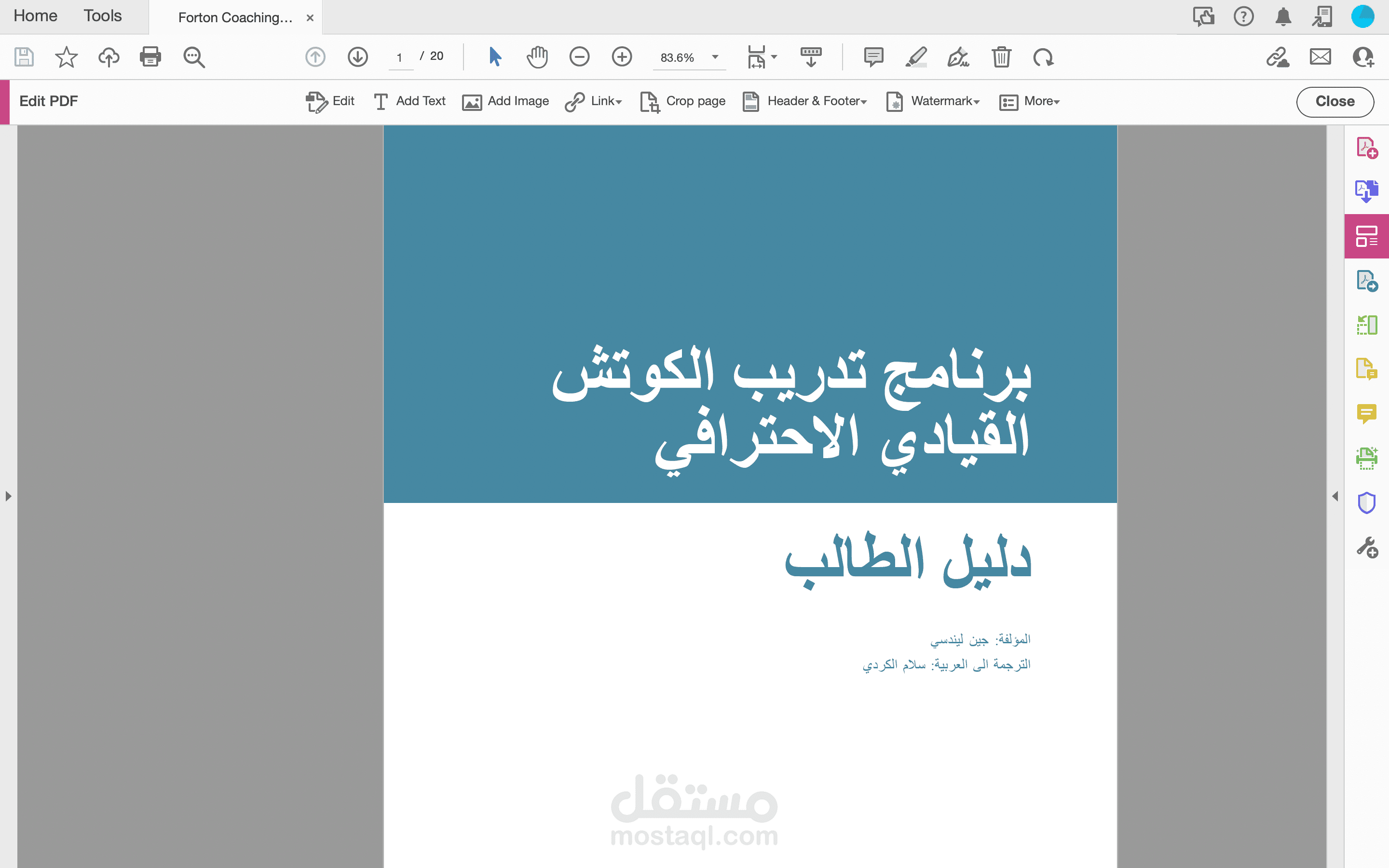 ترجمة وكتابة محتوى لبرنامج تدريبي
