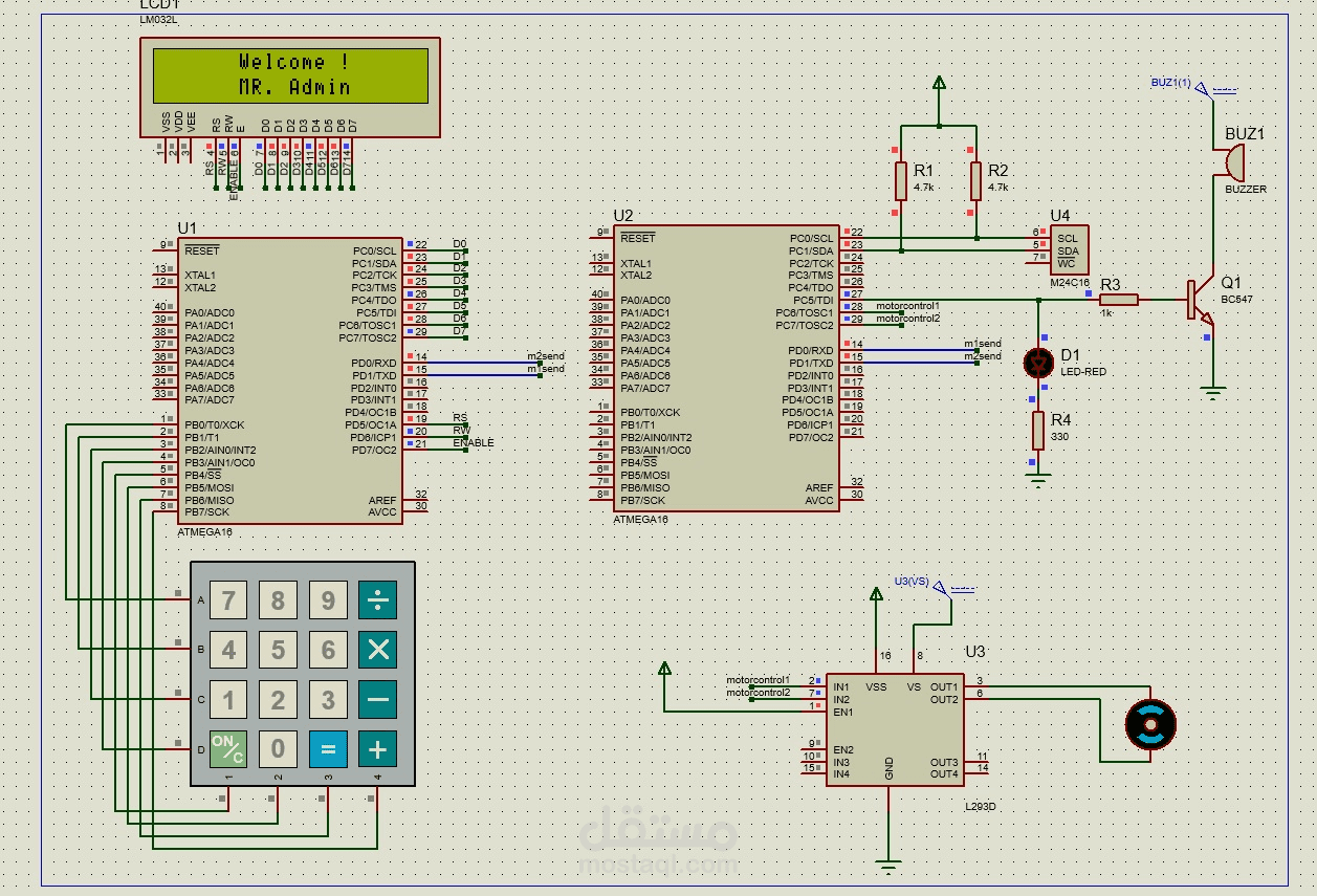 نظام أمان قفل الباب المعتمد على متحكم Atmega