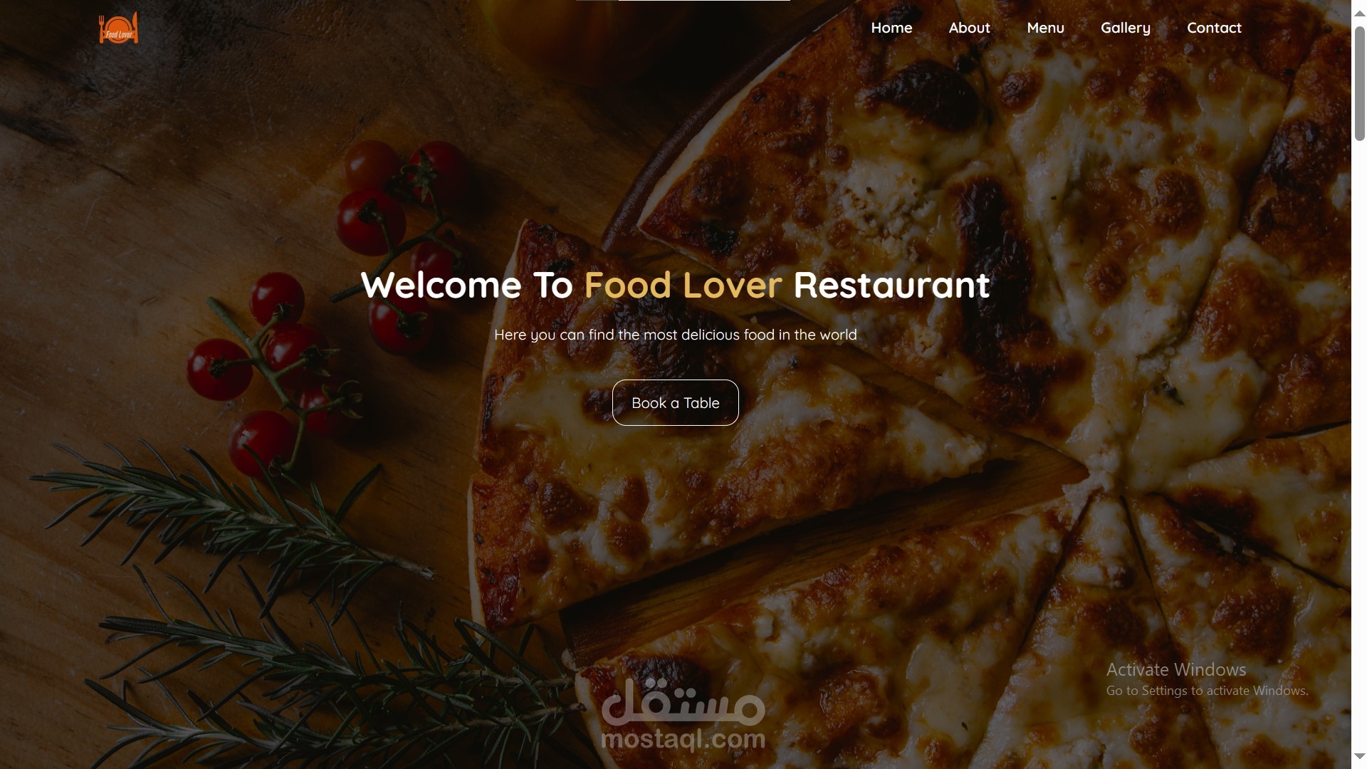 تصميم و تطوير موقع لمطعم باستخدام HTML,CSS