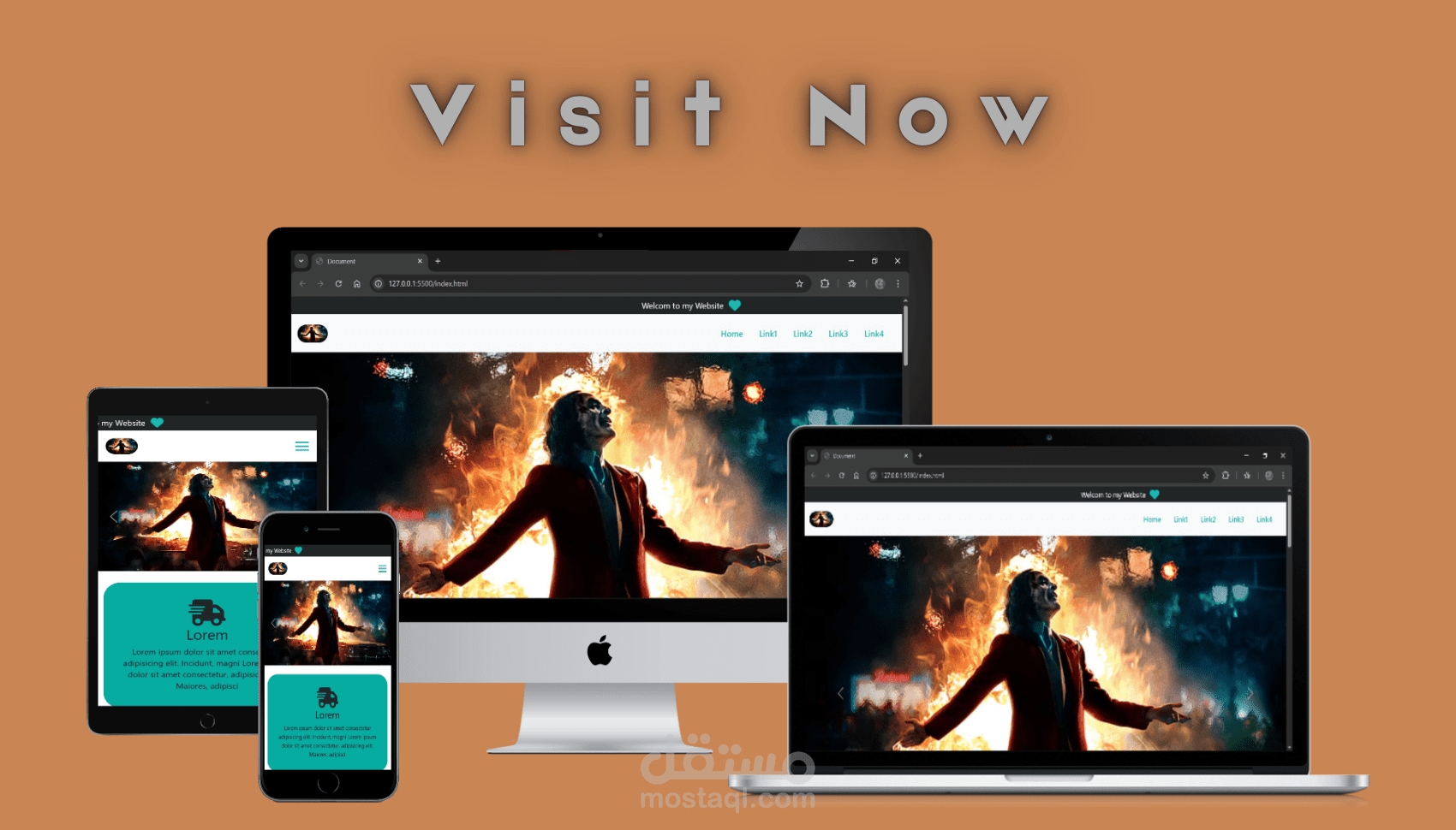 تصميم و إنشاء صفحة هبوط لموقع إلكترونى باستخدام HTML,CSS,Bootstrap