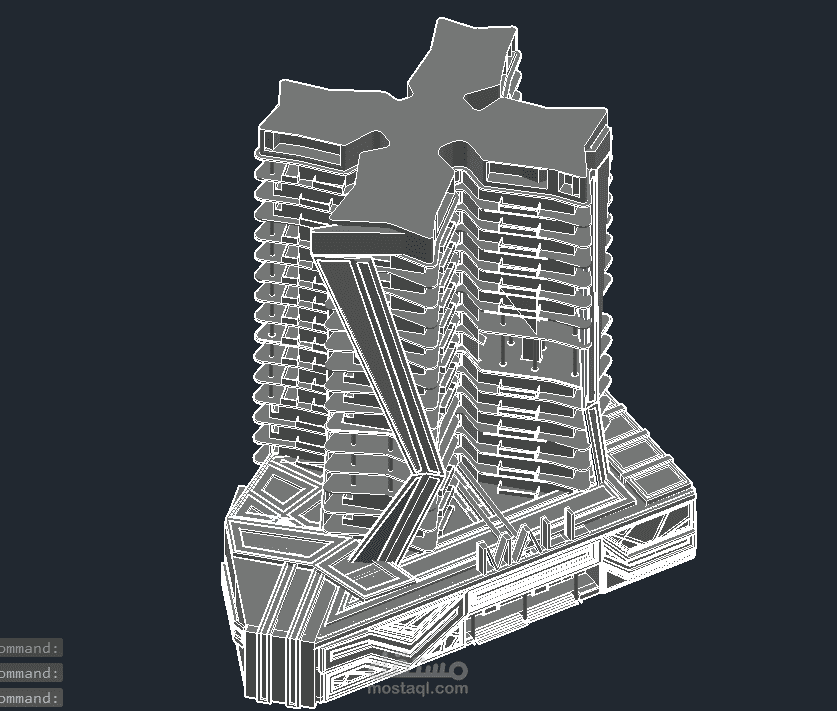 رفع مساقط بناء سكني 3d على برنامج اتوكاد