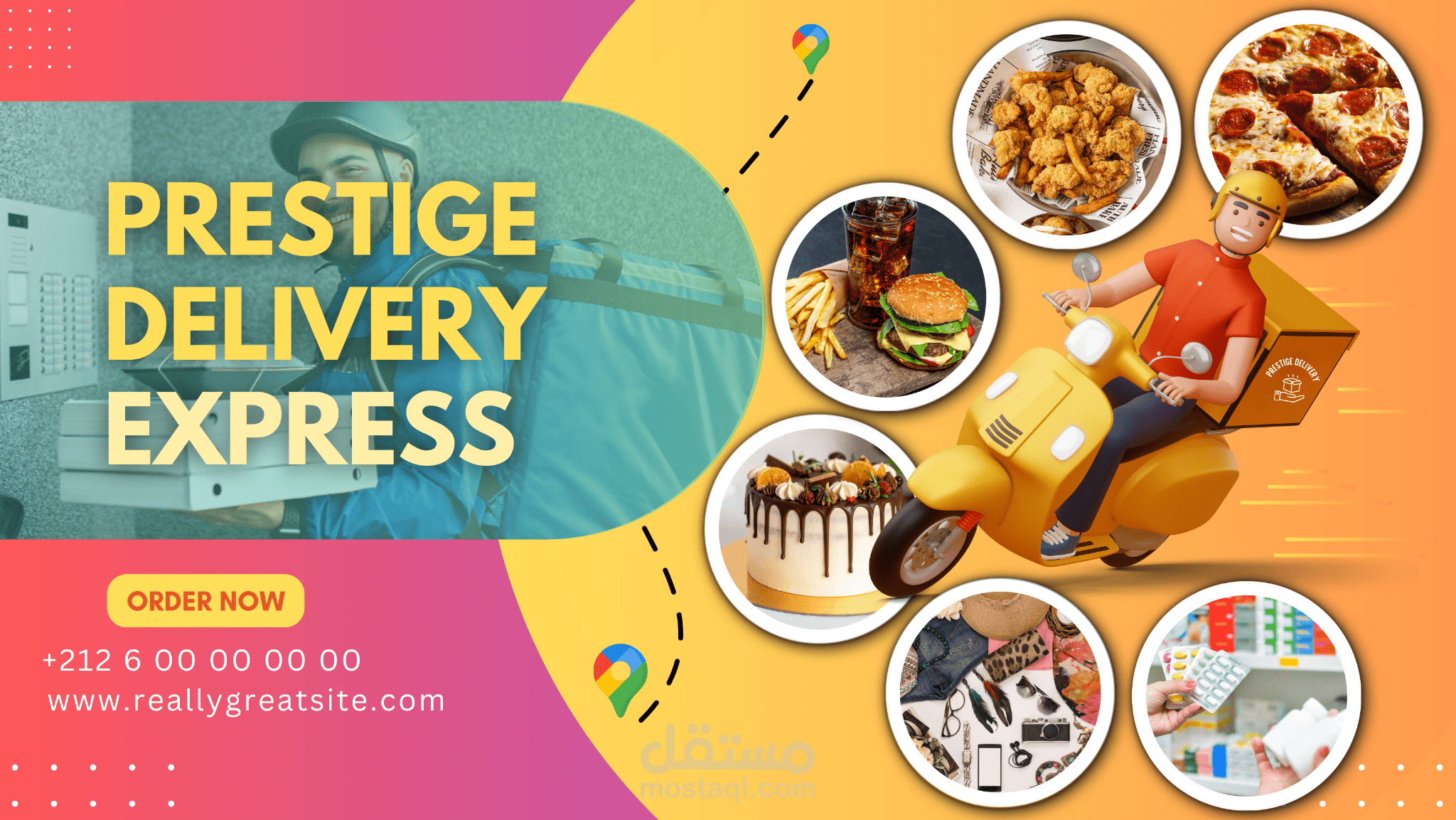 تصميم إعلان لخدمة التوصيل السريع Prestige Delivery Express