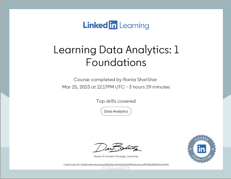 شهادة Learning Data Analytics