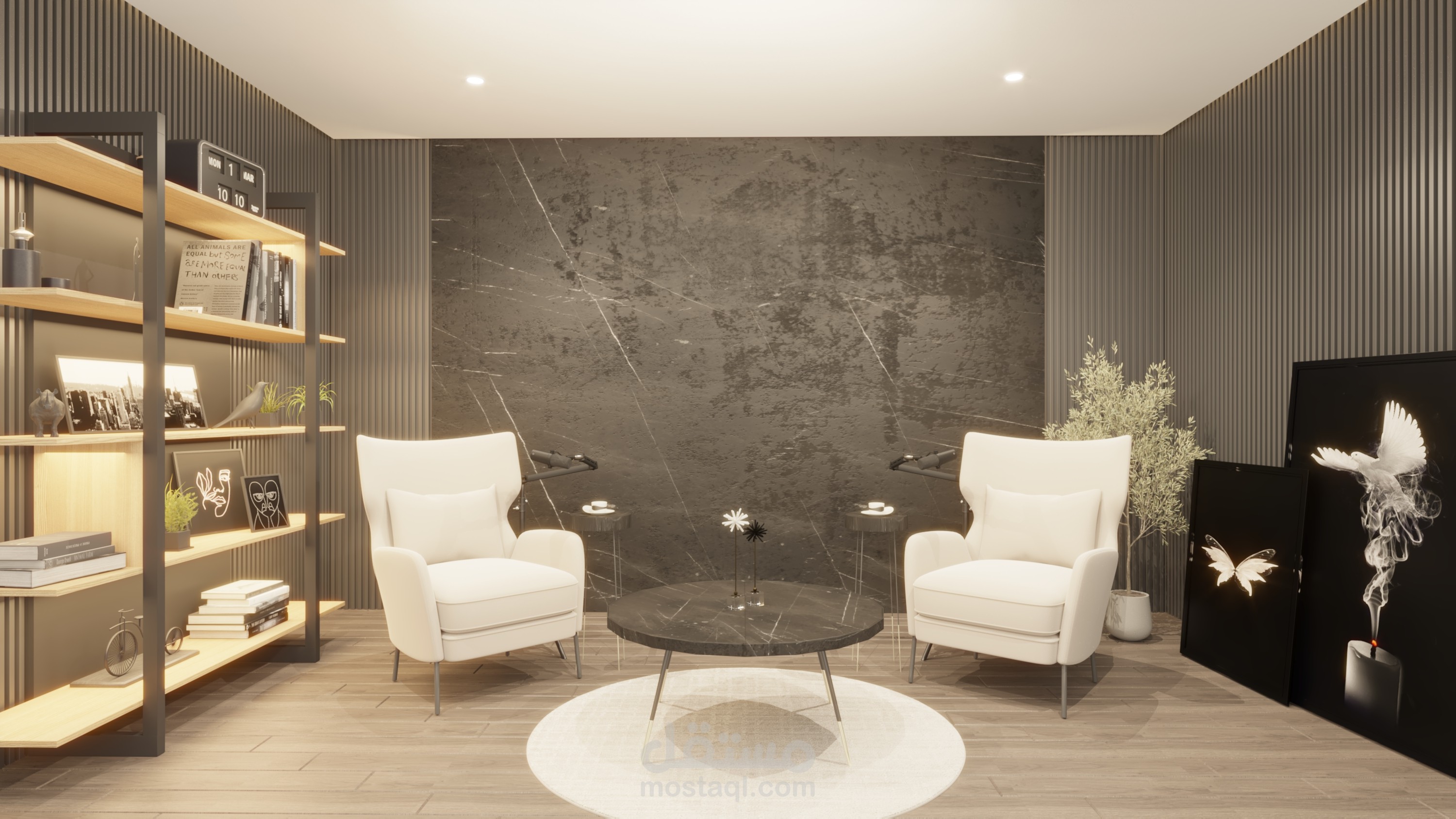 تصميم غرفة استوديو بودكاست ( podcast ) سياسى بالسعودية - بأكثر من تصميم مختلف