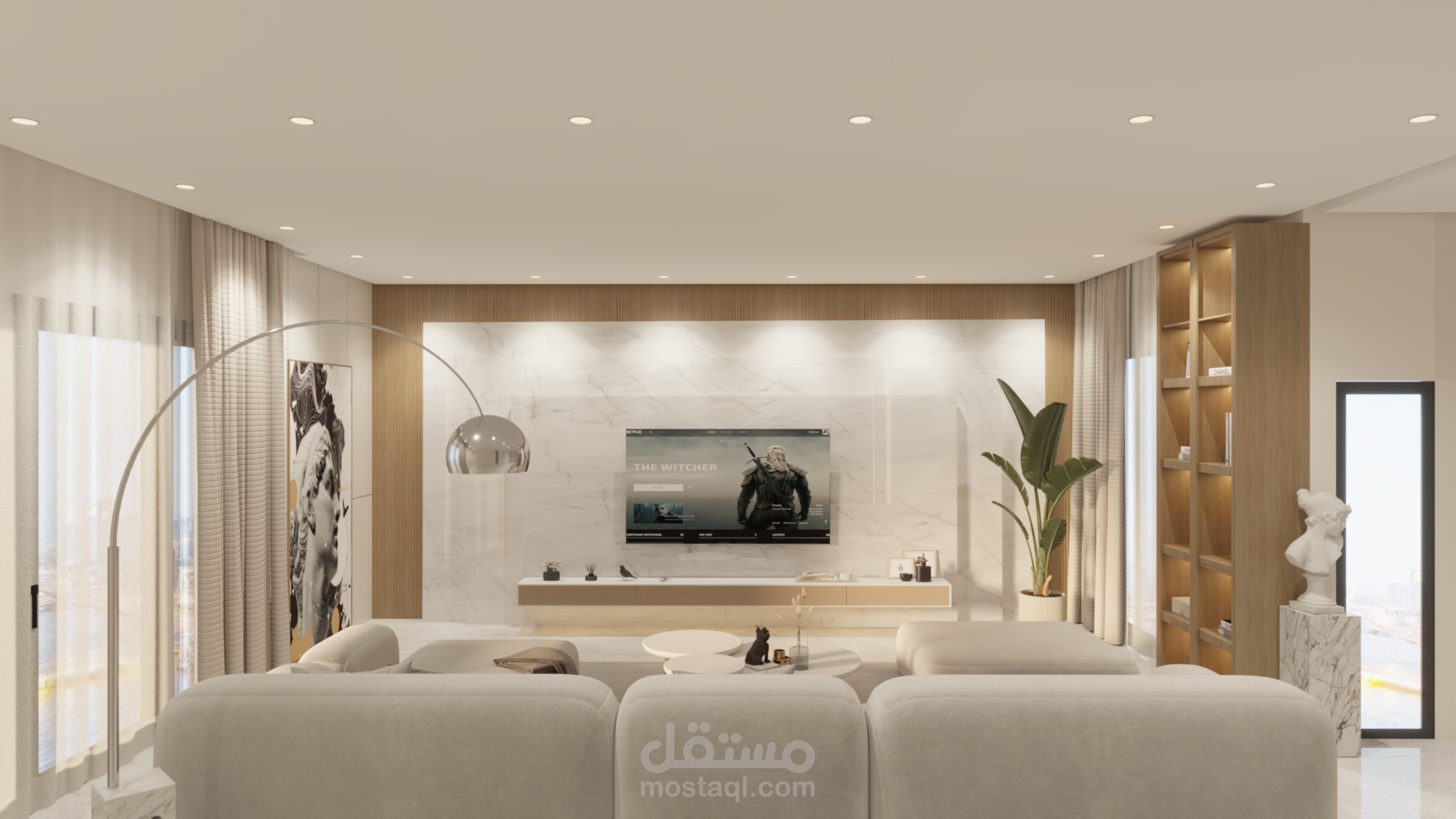 تصميم داخلى لغرفة المعيشة لفيلا ألماس