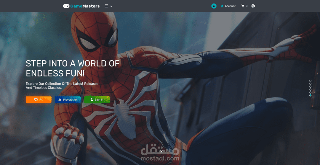 متجر Game Masters - تطبيق ويب للتجارة الإلكترونية