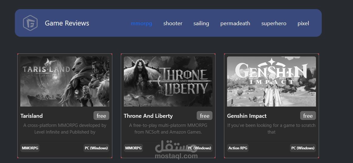 Games webapp