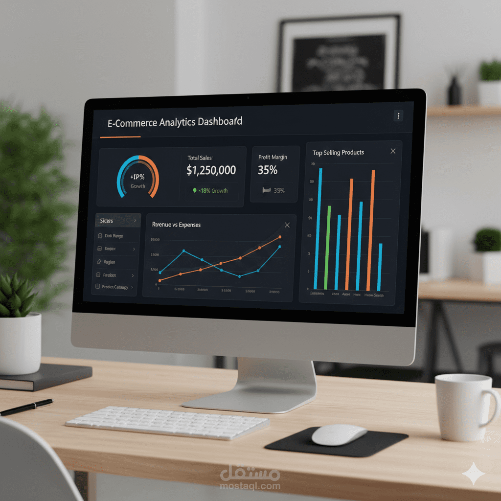 تحليل أداء مبيعات متجر إلكتروني ولوحة تحكم تنفيذية
