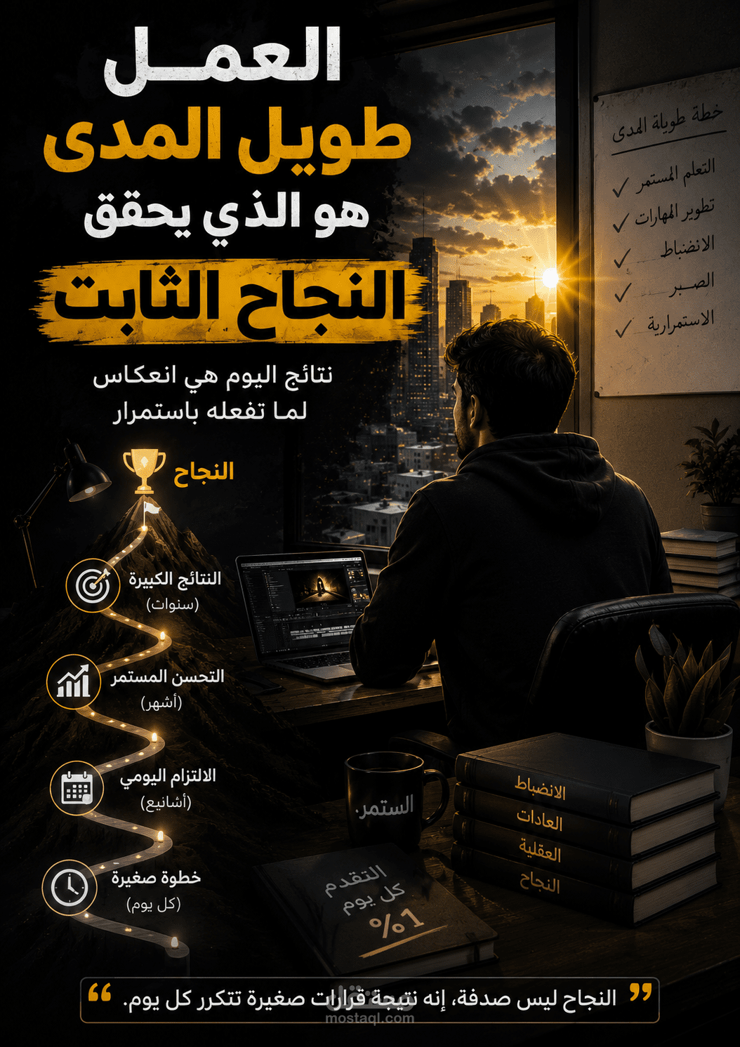 فيديو ريلز يتحدث عن: ان النجاح الثابت يحتاج العمل والنجاح يحتاج وقت.