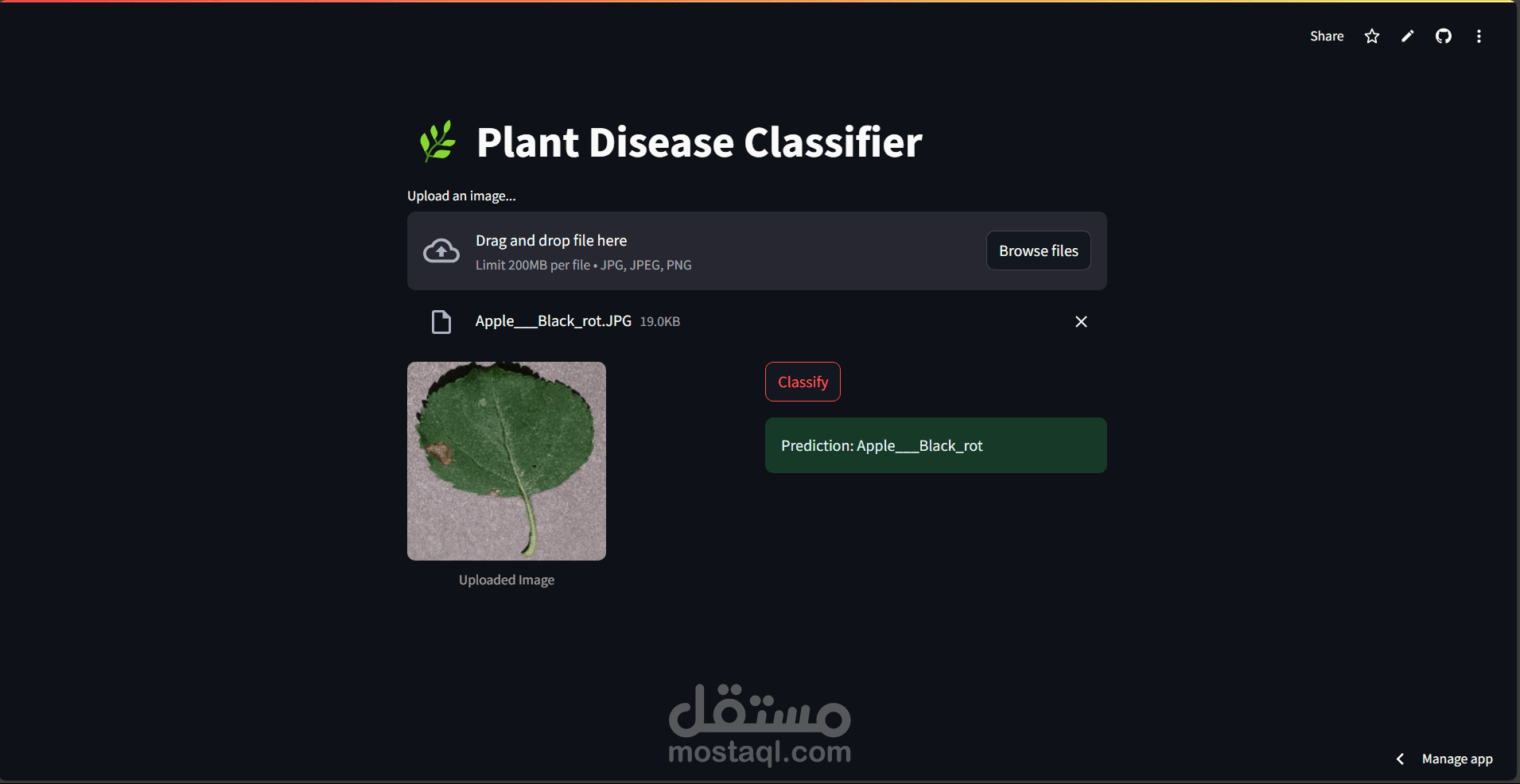 تصنيف أمراض النباتات باستخدام الذكاء الاصطناعي