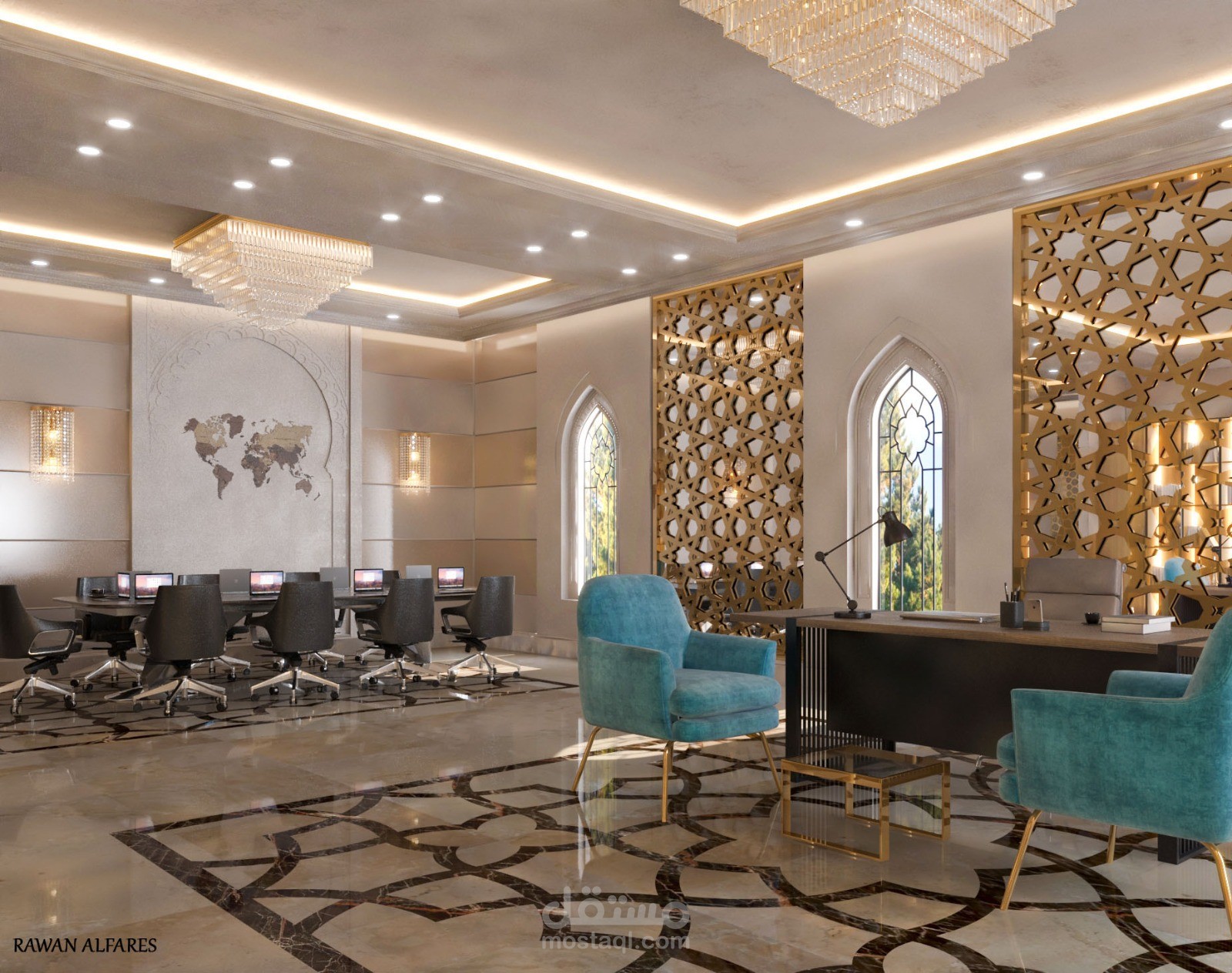 تصميم داخلي لمجلس في المملكة العربية السعودية