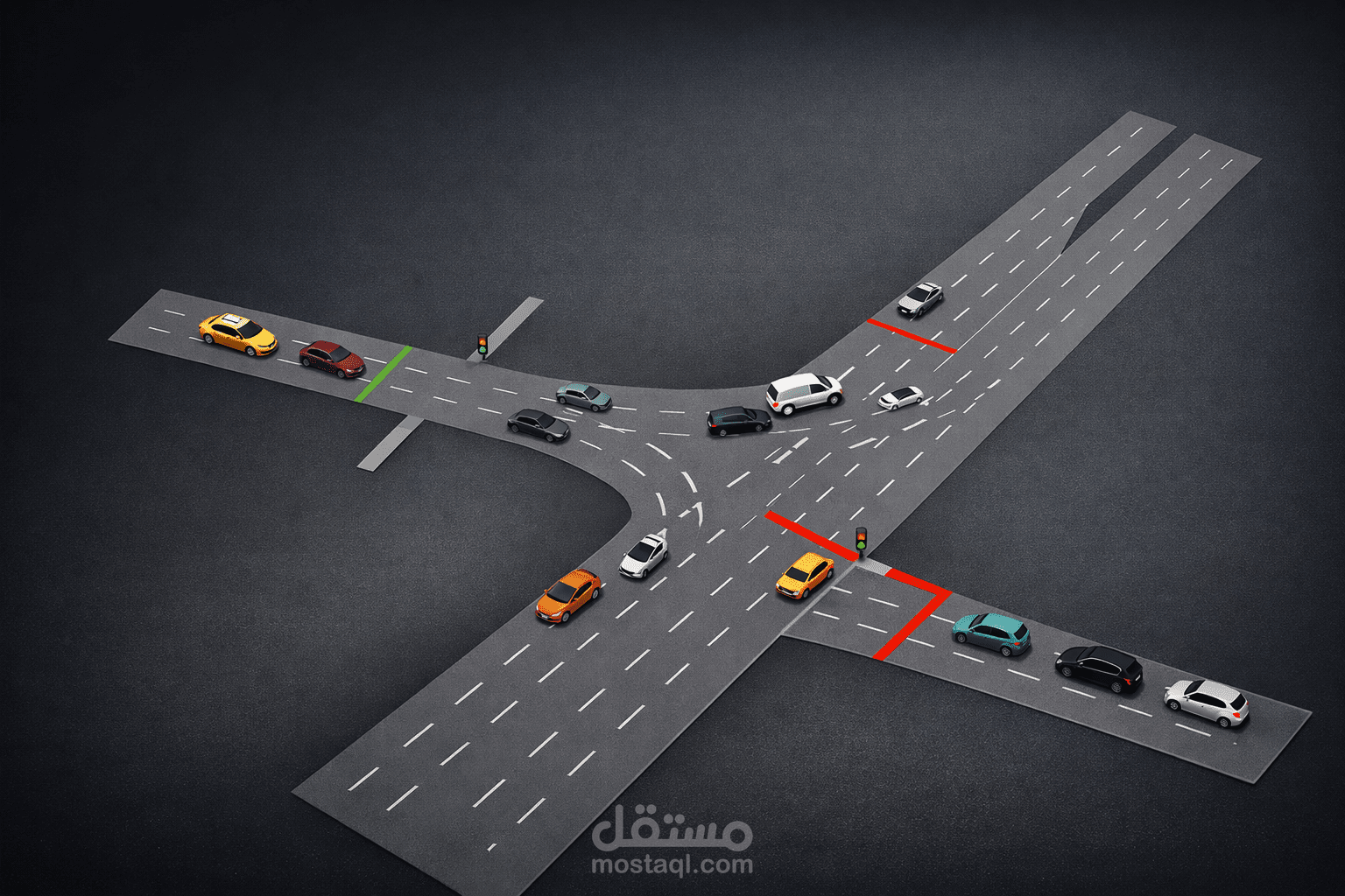 عمل محاكاه لحركة المرور عللي الطرق