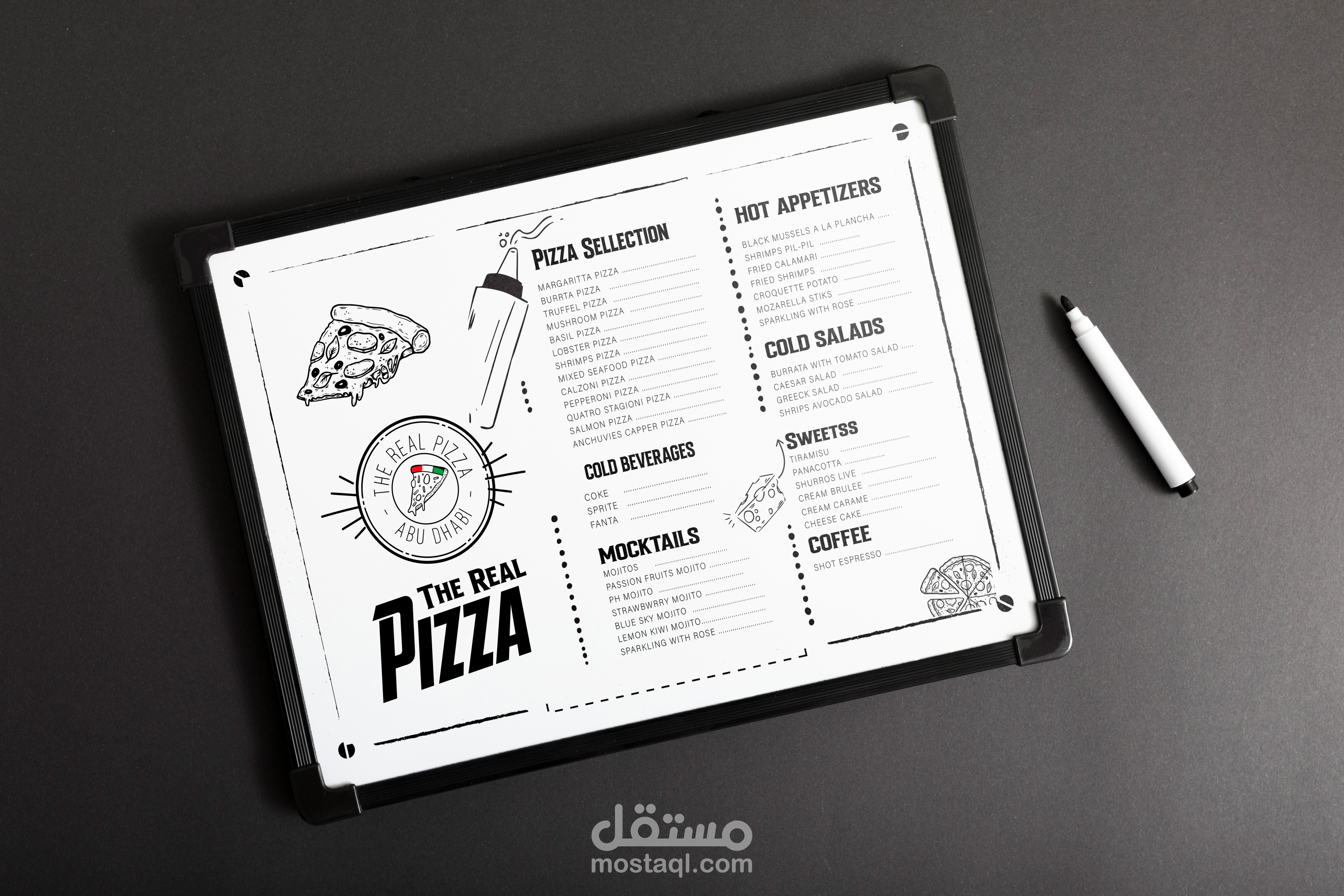 شعار و قائمة-مطعم-ايطالي-بيتززا