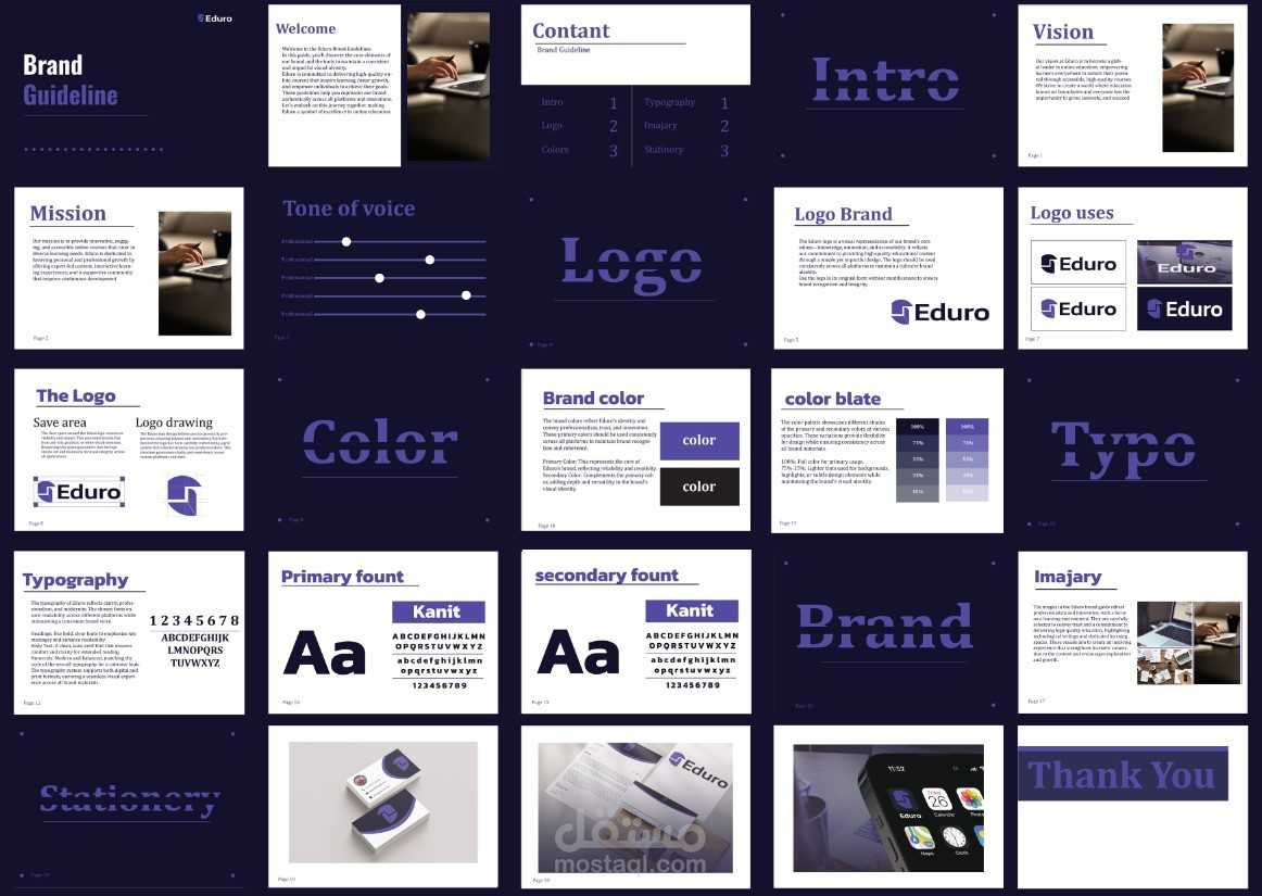 تصميم هوية بصرية كاملة محترفة مع تصميم دليل هوية بصرية محترف