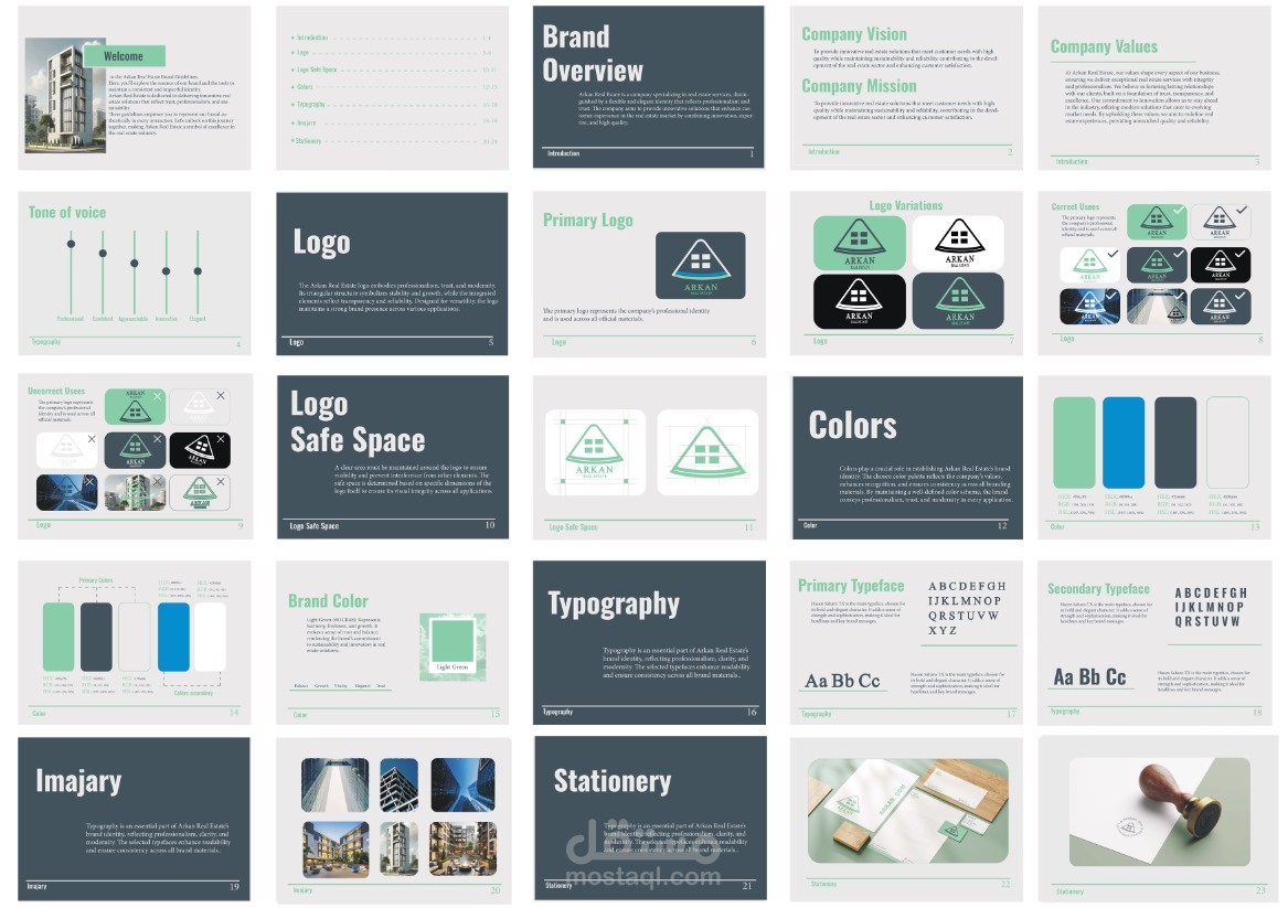 تصميم هوية كاملة مع دليل هويه بصريه