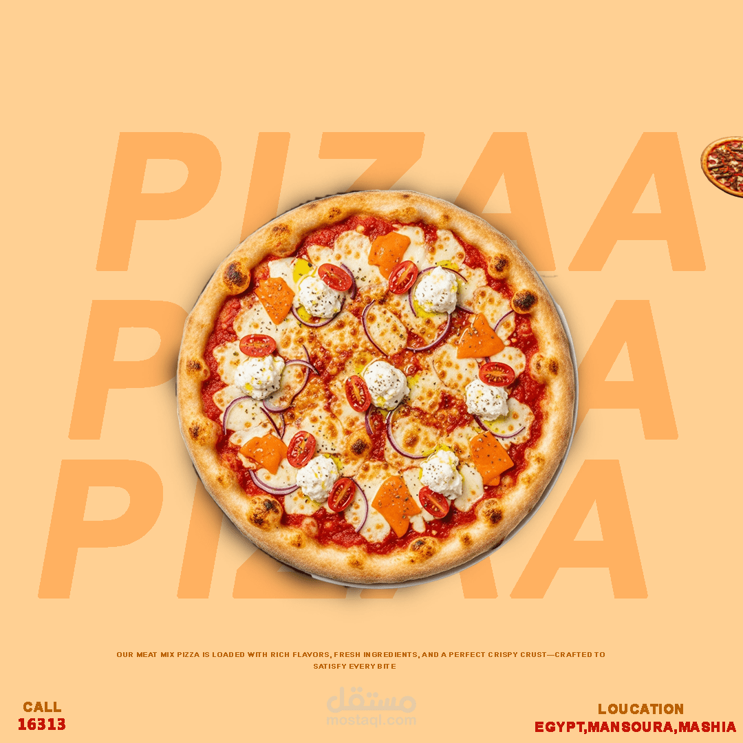 تصميم بوست لمطعم بيتزا