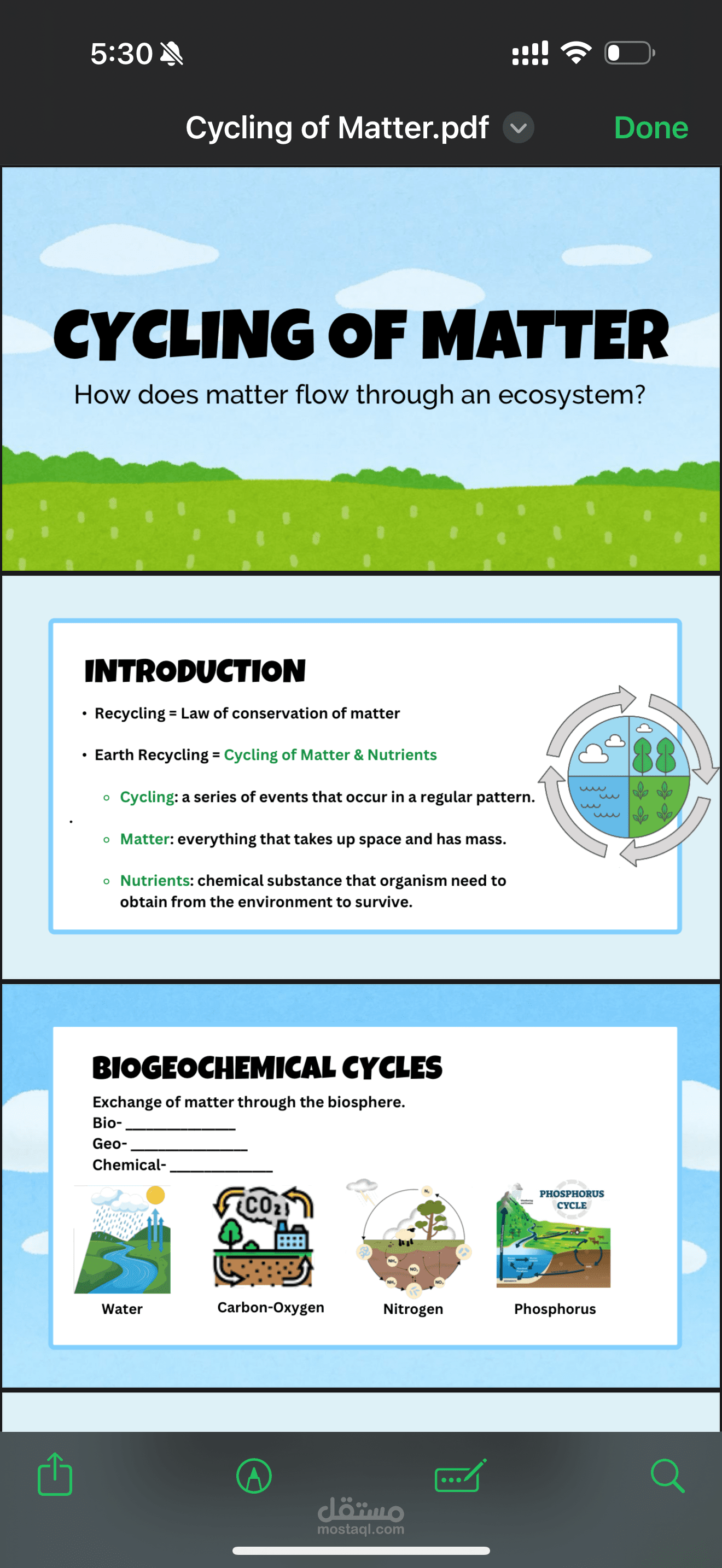 Cycling of Matter