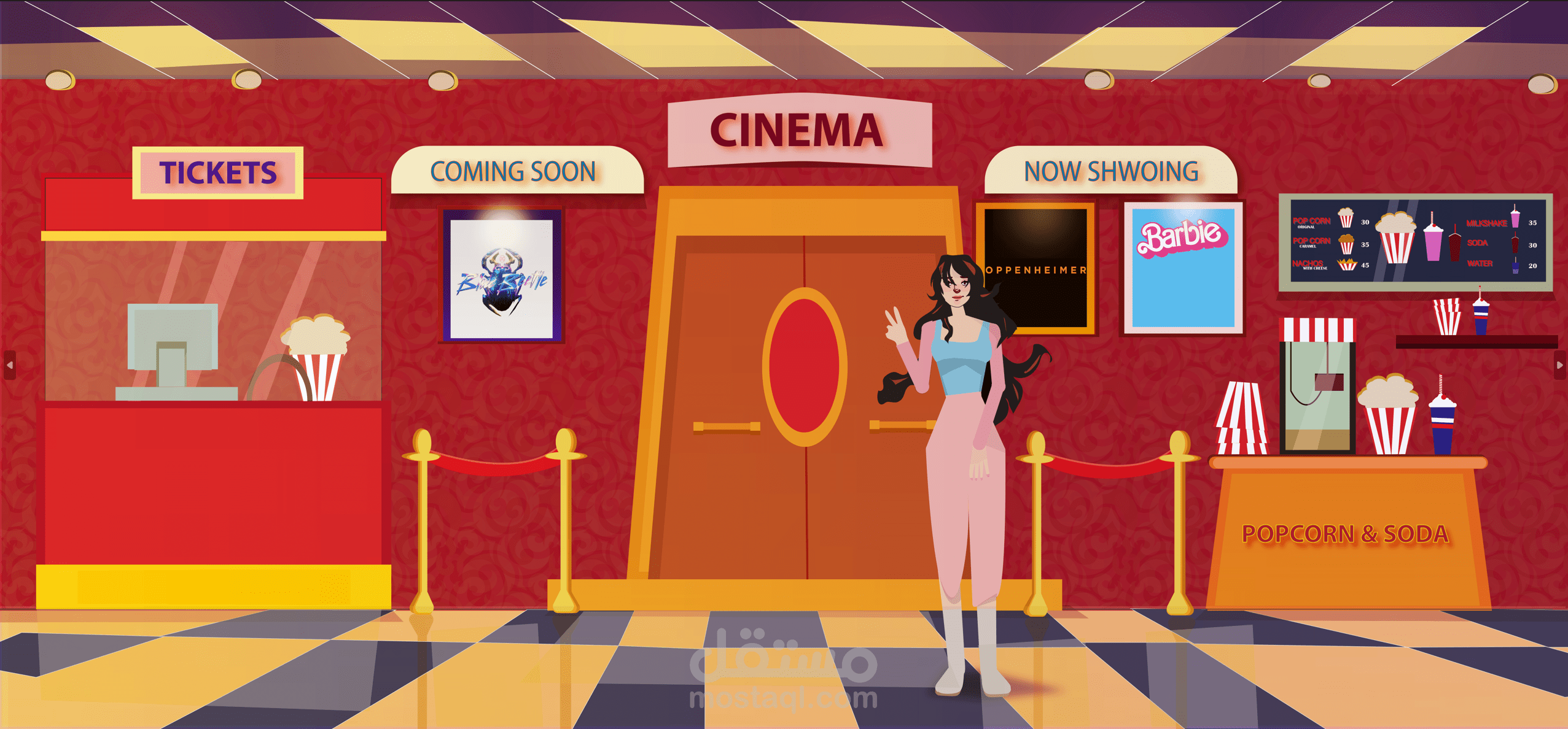 character and background illustration