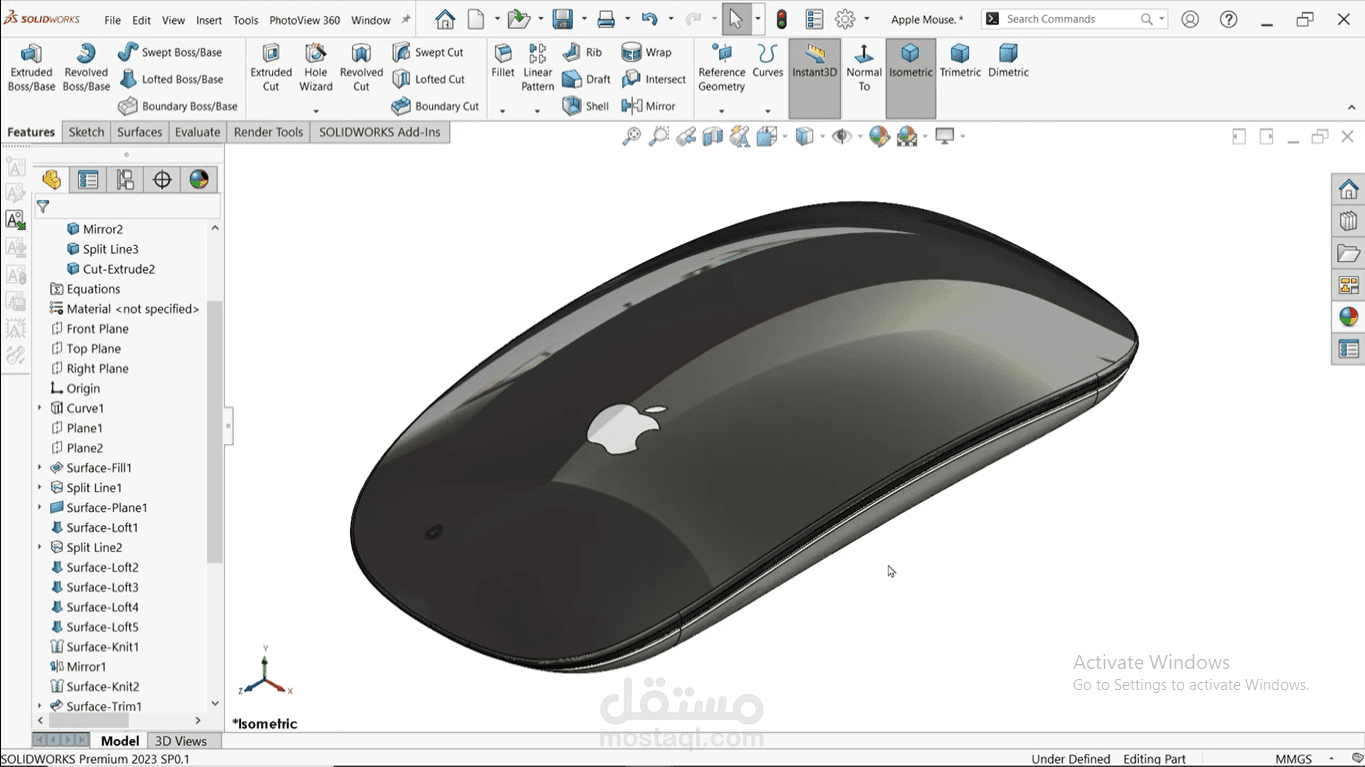 عمل تصميم ثلاثى الابعاد باستخدام Solidworks