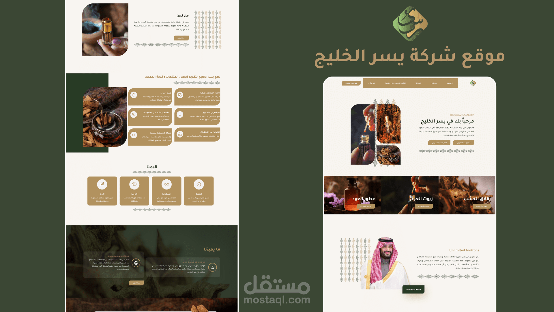 تطوير موقع تعريفي احترافي لشركة العود والعطور باستخدام WordPress وقالب Astra