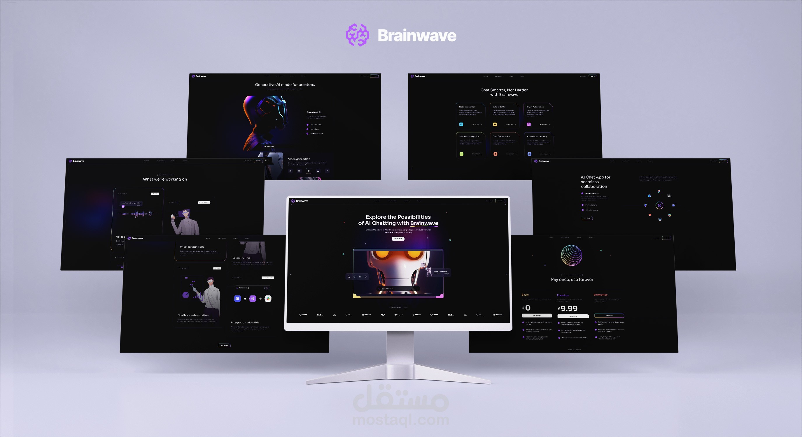 Brainwave - واجهة مستخدم مستقبلية لتطبيق ذكاء اصطناعى