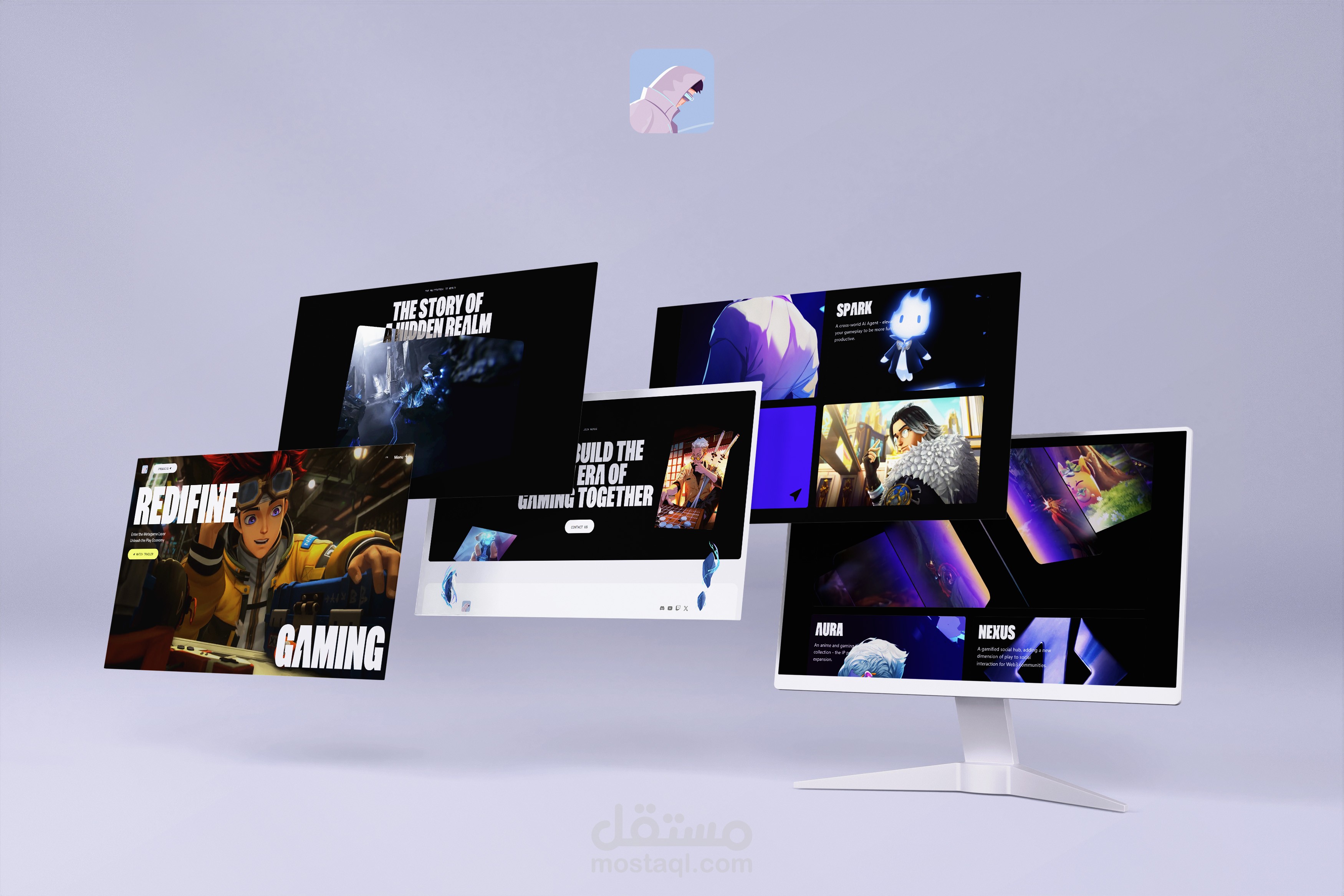 Nexus: تصميم موقع لعبة فيديو احترافي بتصميم سينمائى | Next.js, Three.js & GSAP