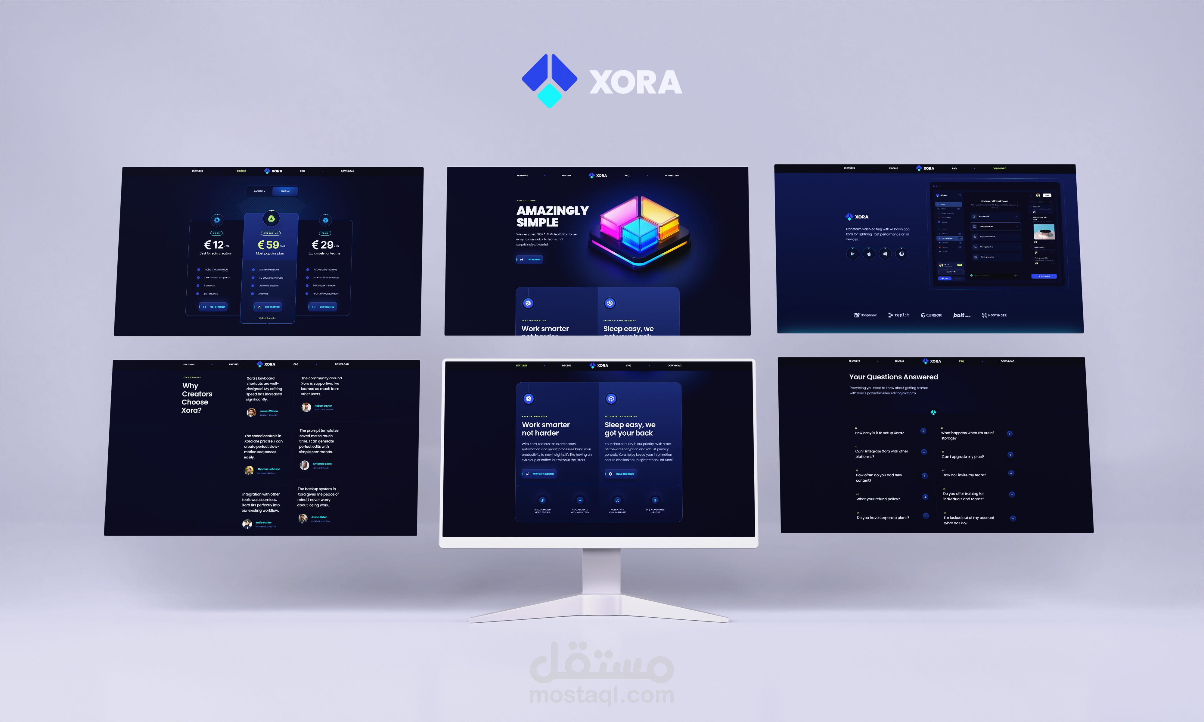 Xora - واجهة ويب متطورة لتطبيق تحرير فيديو بالذكاء الاصطناعى