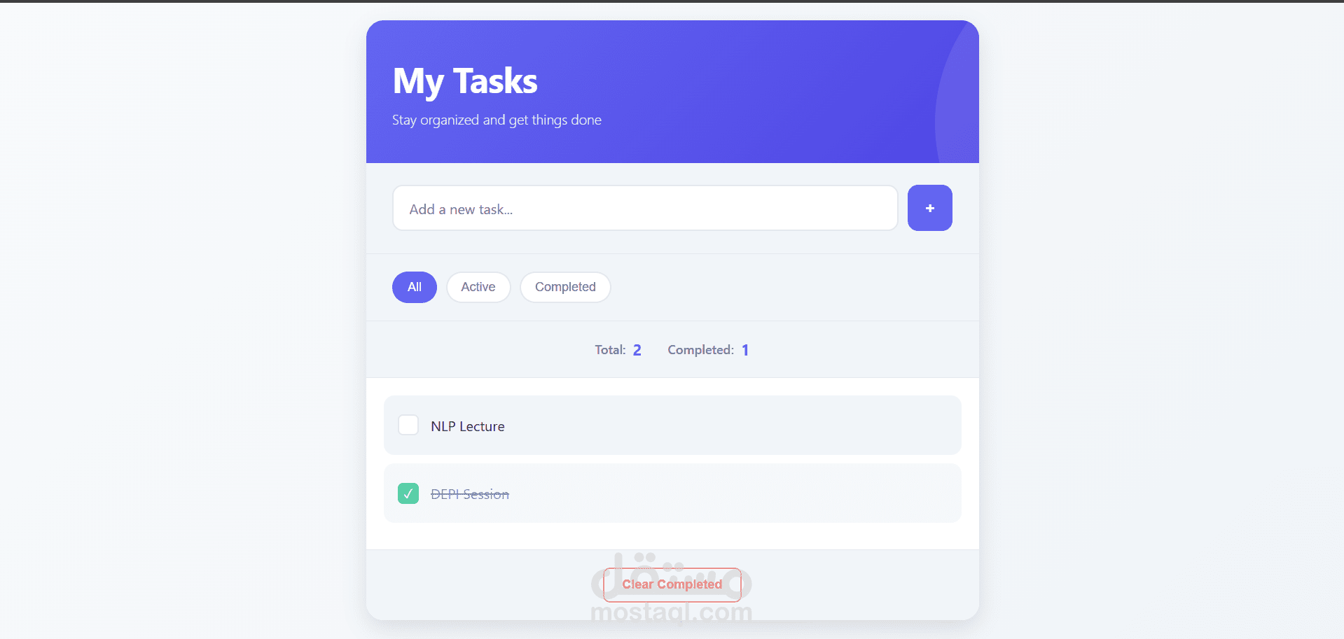 تطبيق إدارة المهام (To-Do List) بواجهة عصرية وسهلة الاستخدام
