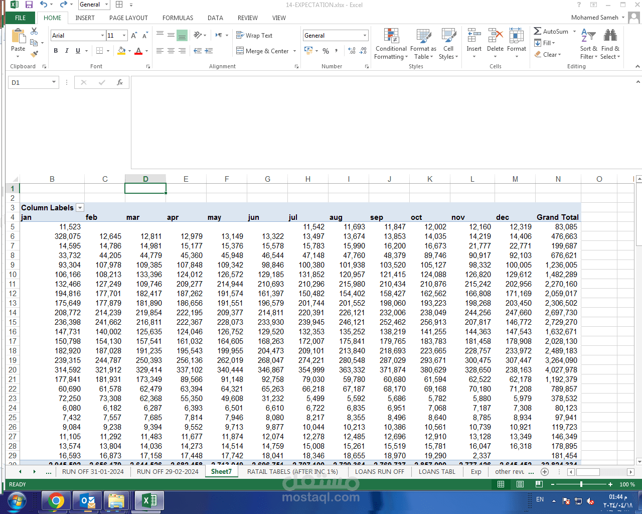 تطبيق معادلة pivot table