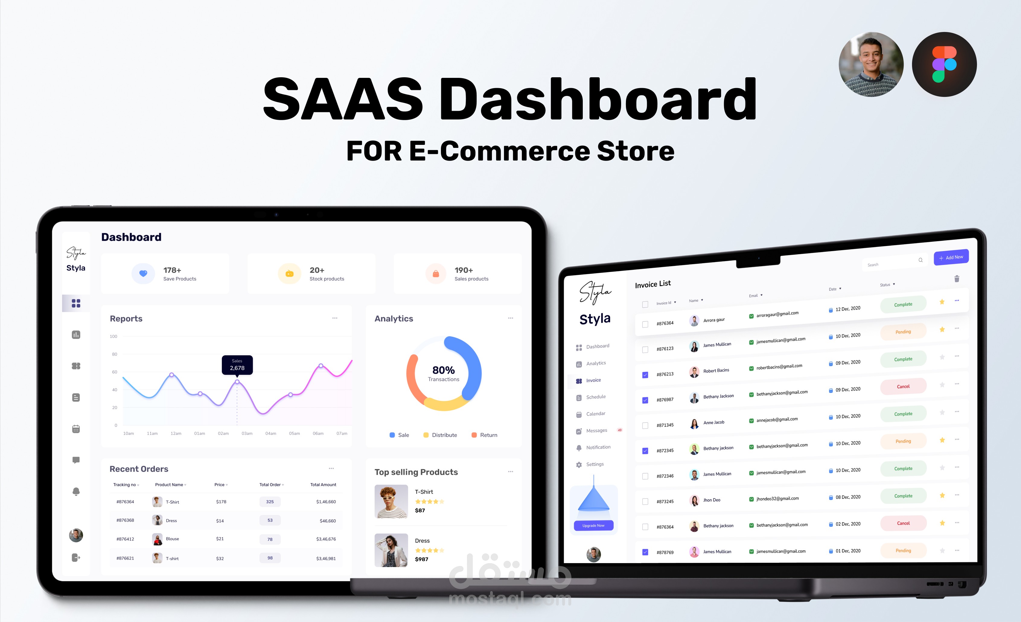 نماذج من أعمالي في تصميم Dashboards احترافية لمنصات SaaS