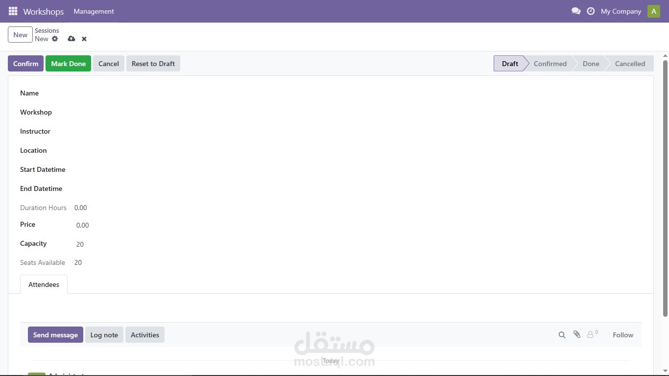 إدارة الورش بواسطة odoo