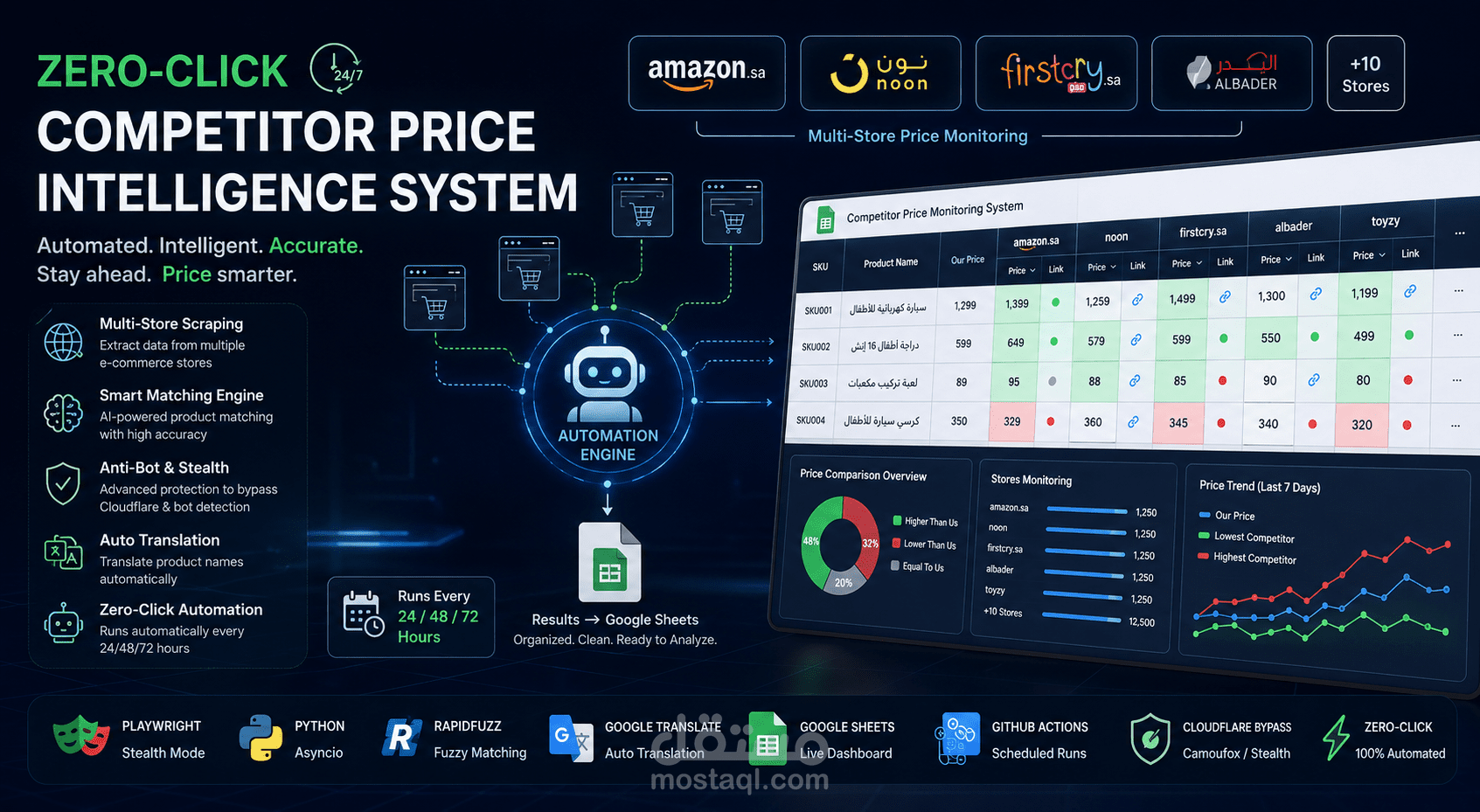 نظام ذكي لمراقبة أسعار المنافسين بشكل تلقائي بالكامل | Zero-Click Competitor Price Intelligence System