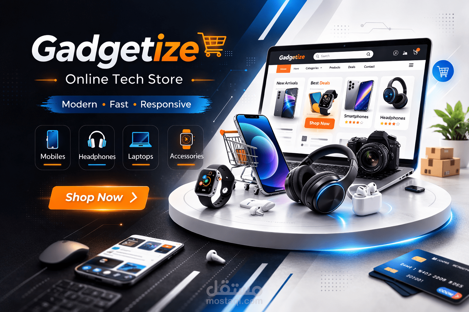 Gadgetize – واجهة متجر إلكتروني للأجهزة التقنية