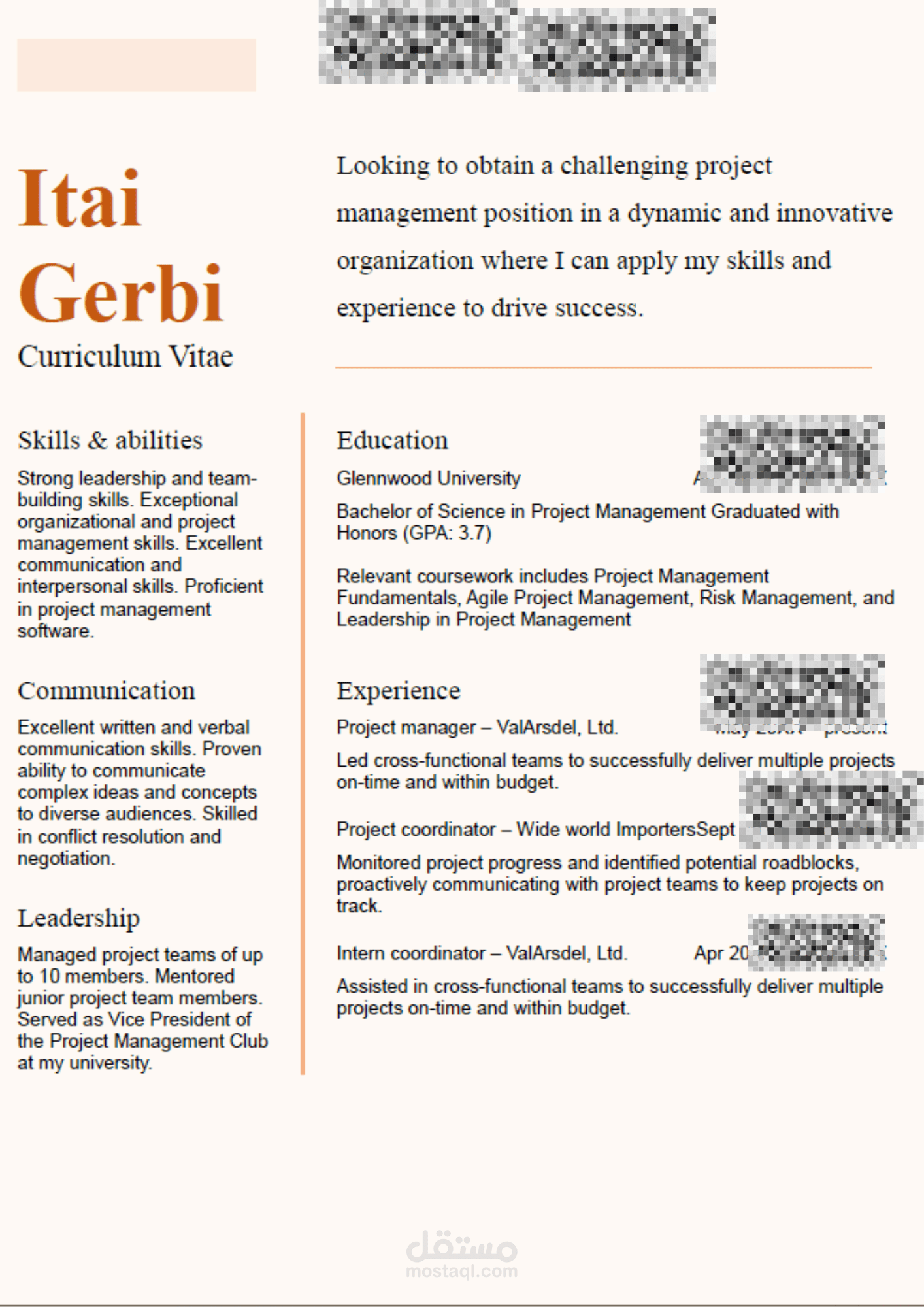 سيرة ذاتية او resume او CV احترافى وباشكال كثيرة