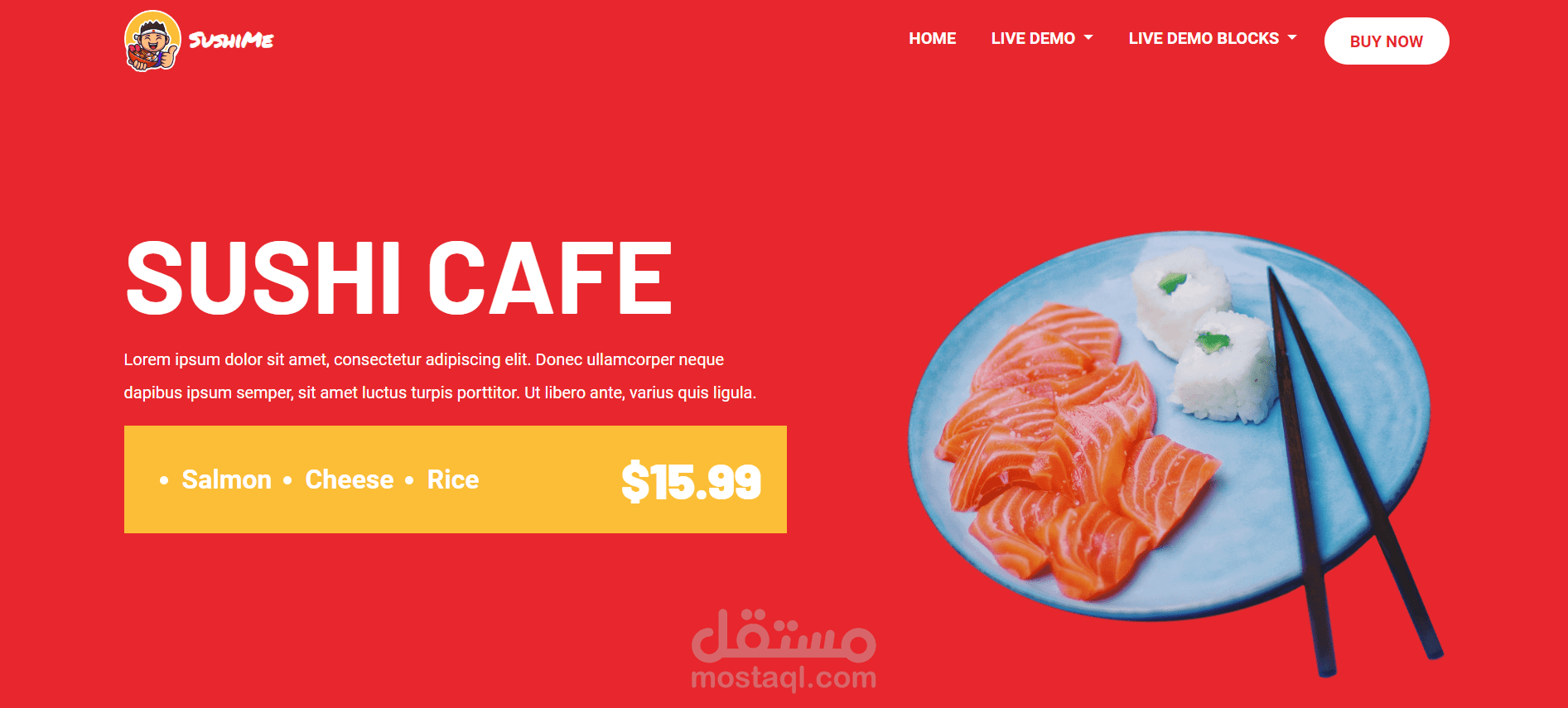 تحويل قالب الى صفحة هبوط خاصة بمطعم سوشي باستخادم HTML5 - CSS3 - Bootstrap - Jquery
