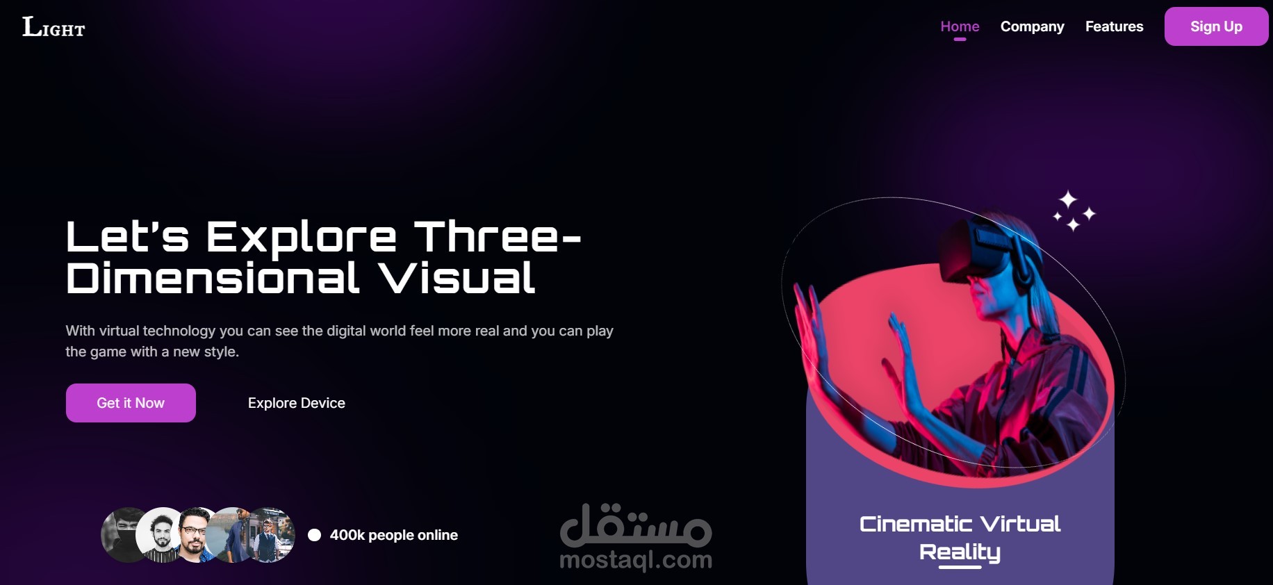 صفحه هبوط استثنائيه وحديثه ل VR -للشاشات الكبيرة فقط-