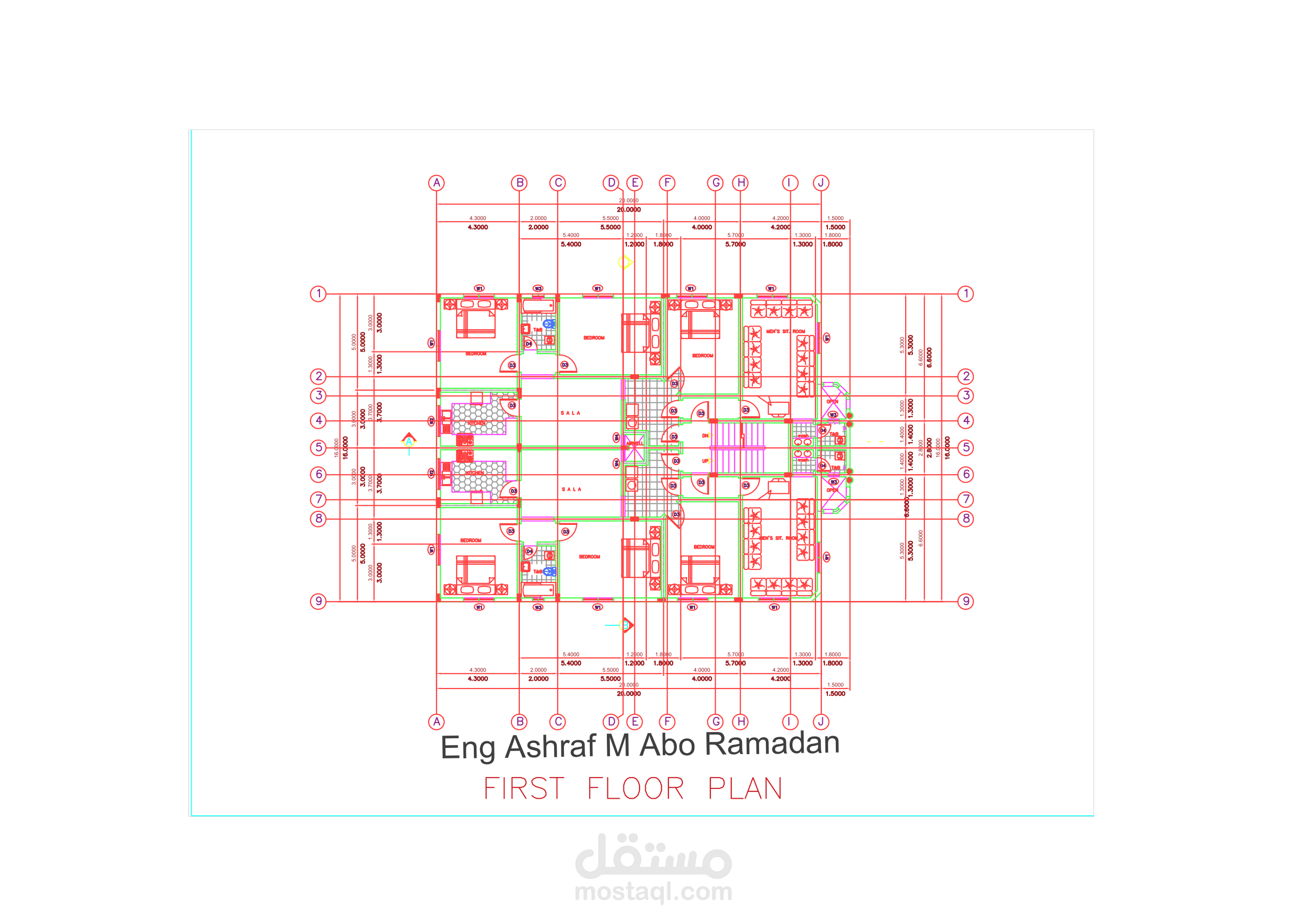 شقتين بتصميم رائع دور اول مكرر، كل تفاصيلها مدروسة بعناية علشان كل جزء من المساحة يكون مستغل بشكل مثالي.