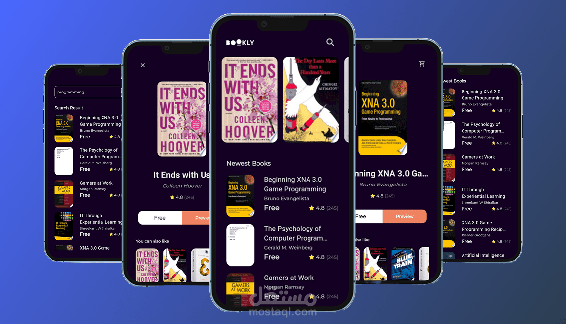 تطبيق "Bookly" لعرض وتوفير الكتب المجانية باستخدام Flutter