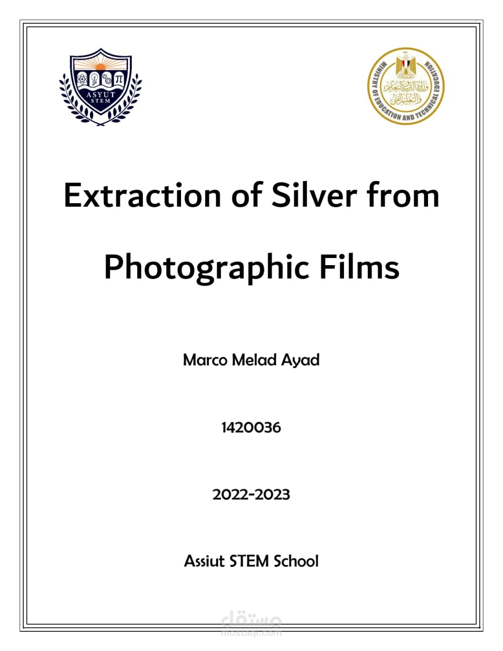 مشروع لمادة الكيمياء PDF