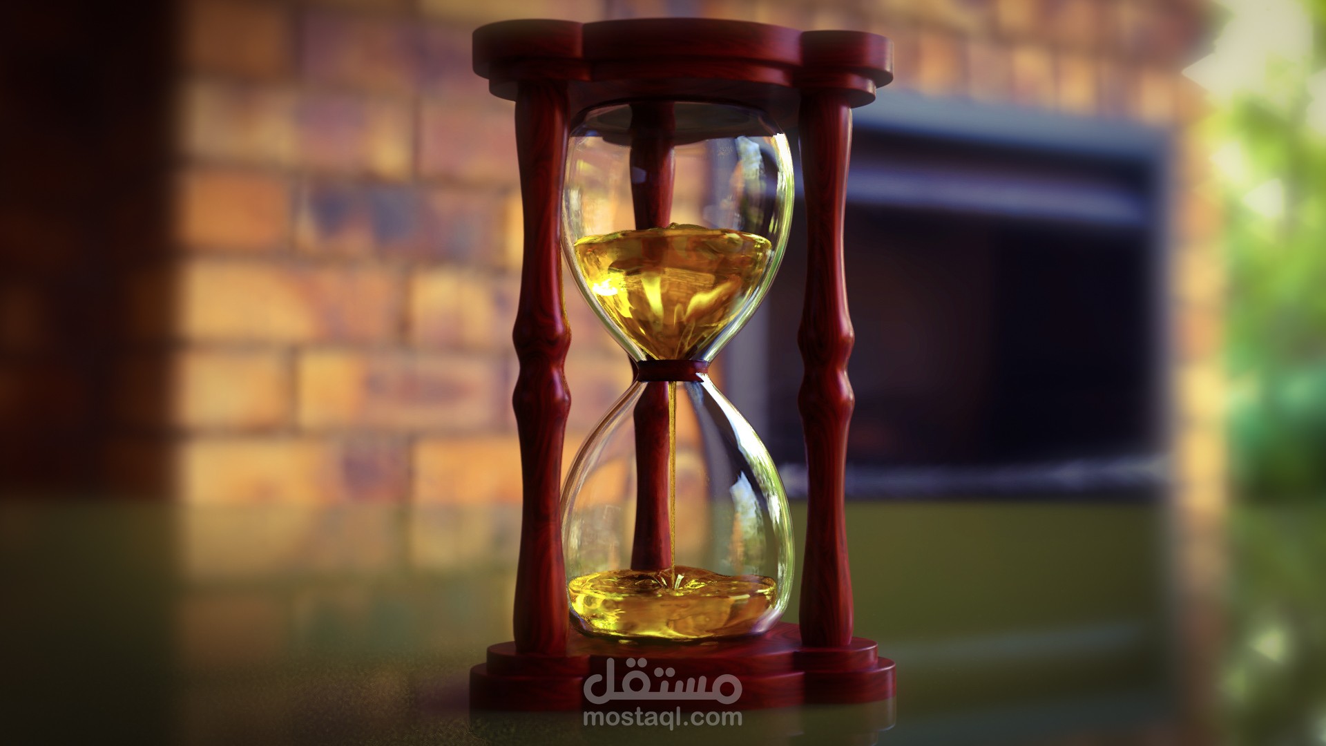 تصميم ثلاثي الابعاد لساعه رمليه بشكل فكاهى