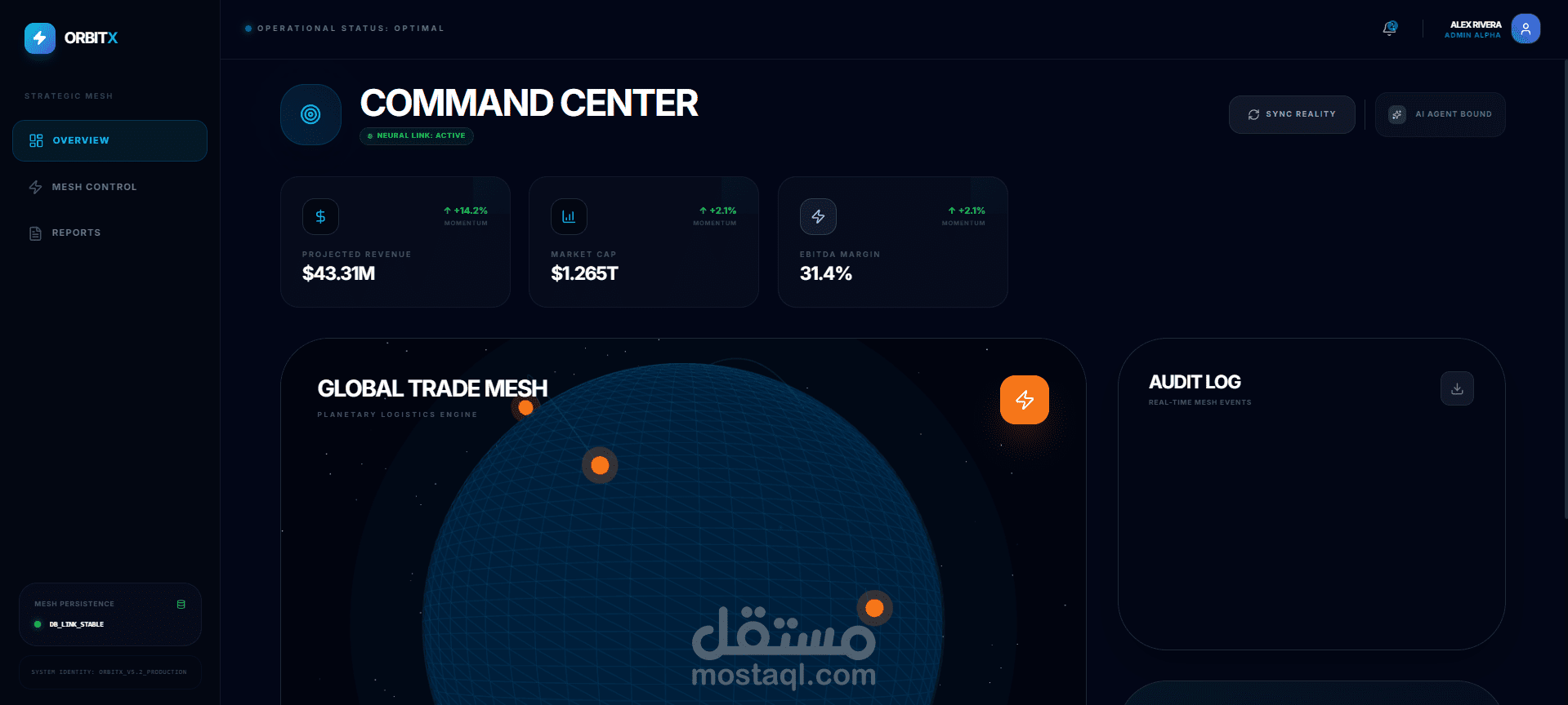 OrbitX - Futuristic 3D Data Analytics Dashboard