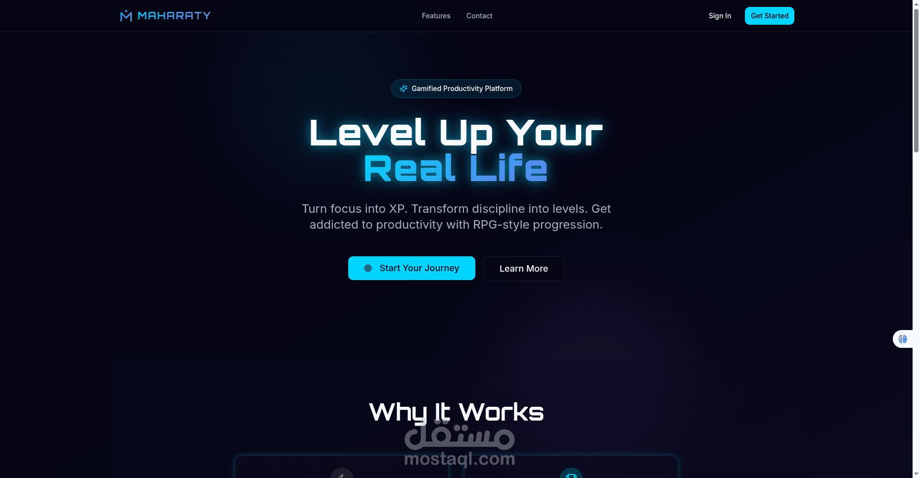 مشروعي الخاص Maharaty – منصة ويب لتتبع المهارات وإدارة التركيز